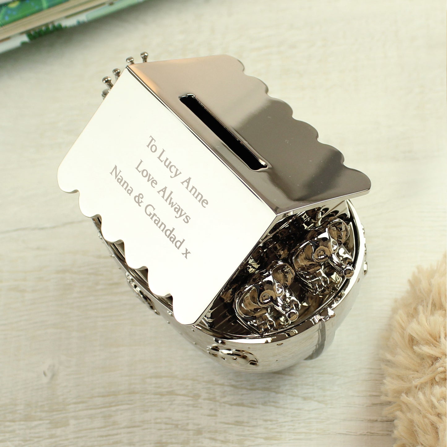 Personalised Silver Noahs Ark Money Box