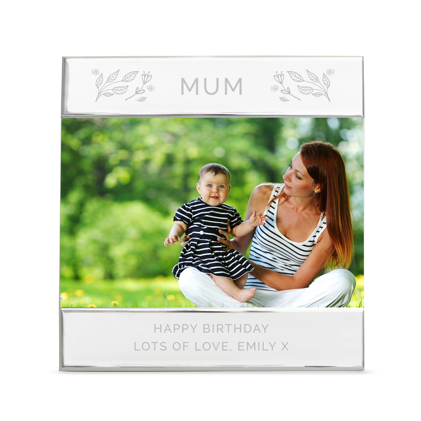 Personalised Silver Floral 6x4 Photo Frame