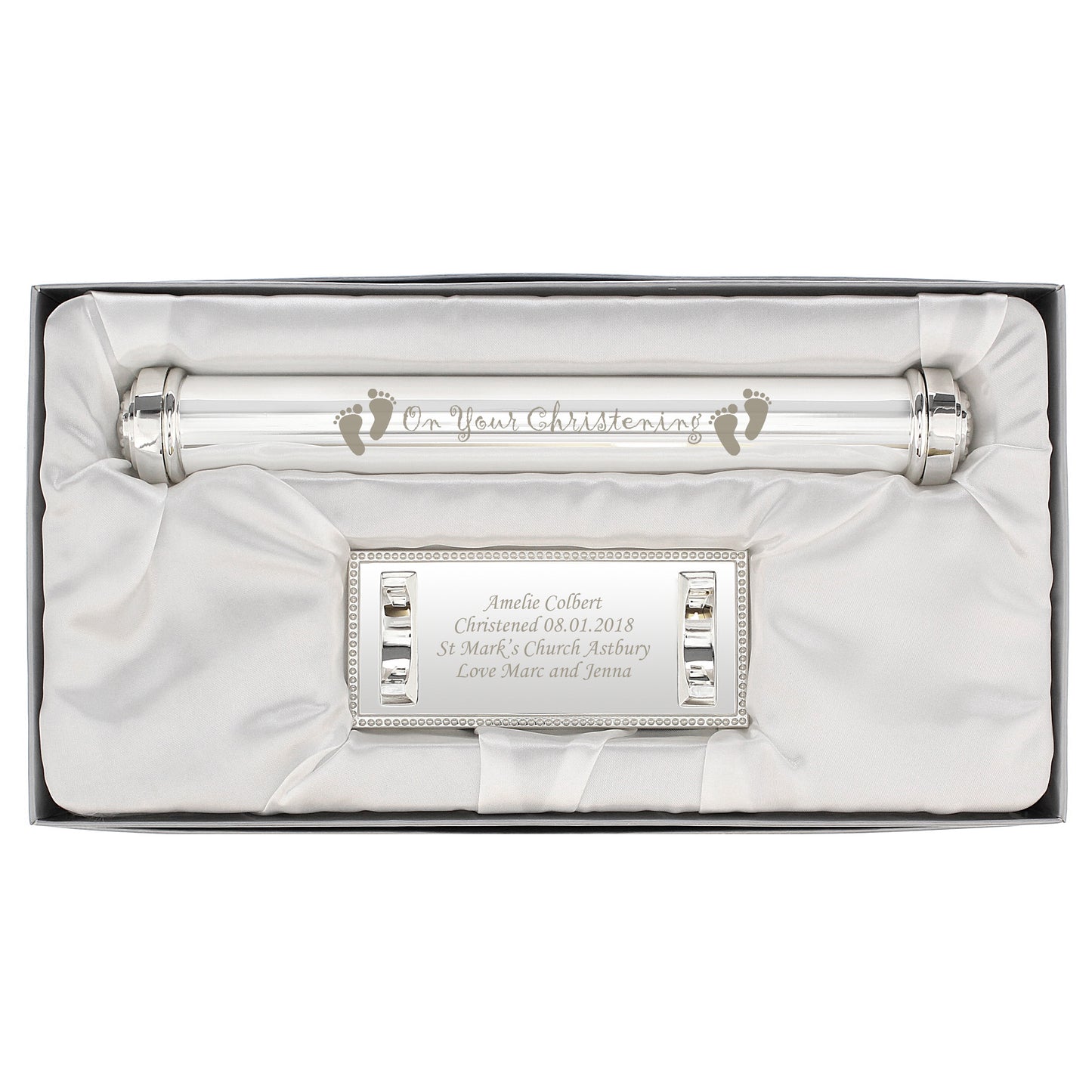 Personalised Christening Silver Plated Certificate Holder