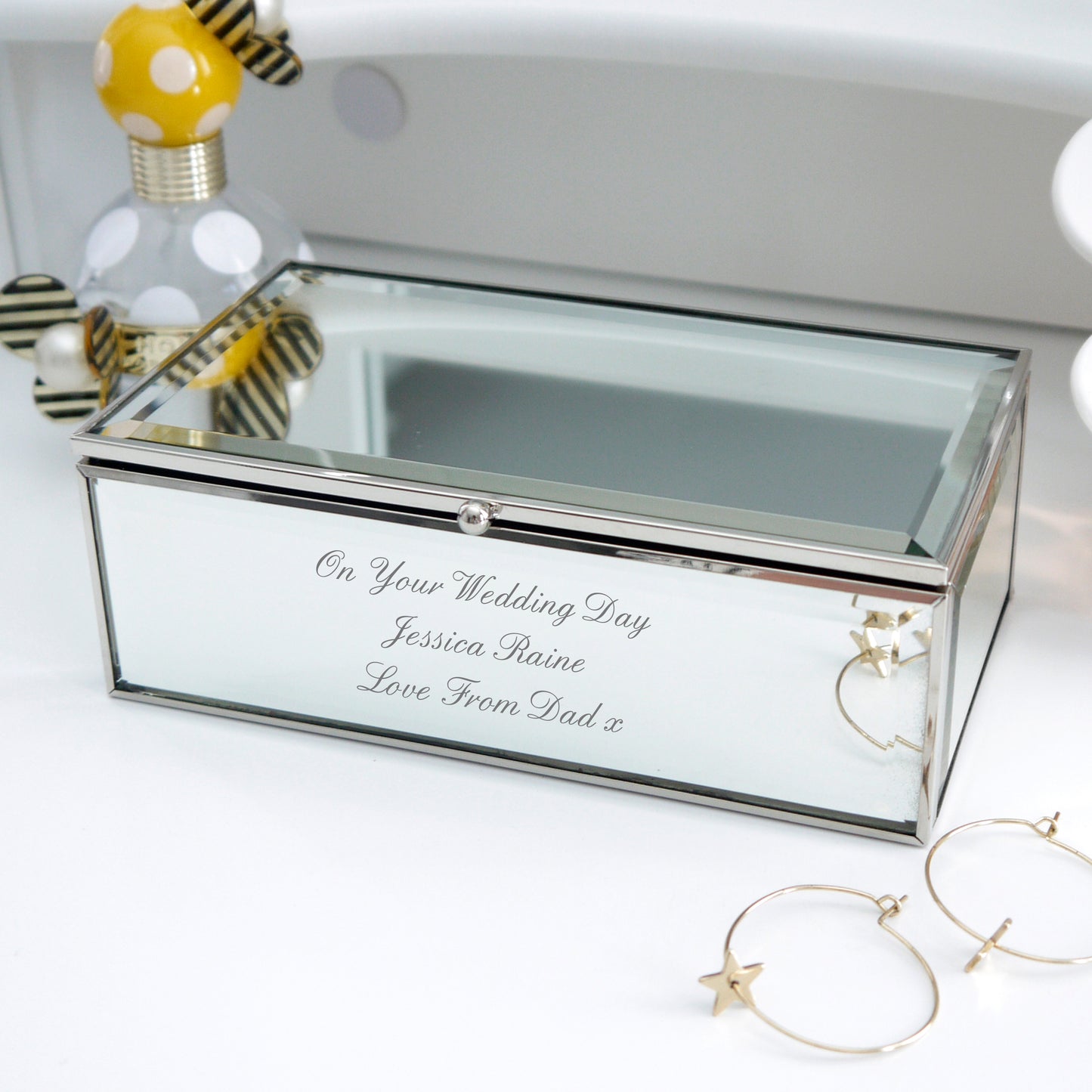 Personalised Any Message Mirrored Jewellery Box