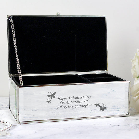 Personalised Butterflies Mirrored Jewellery Box