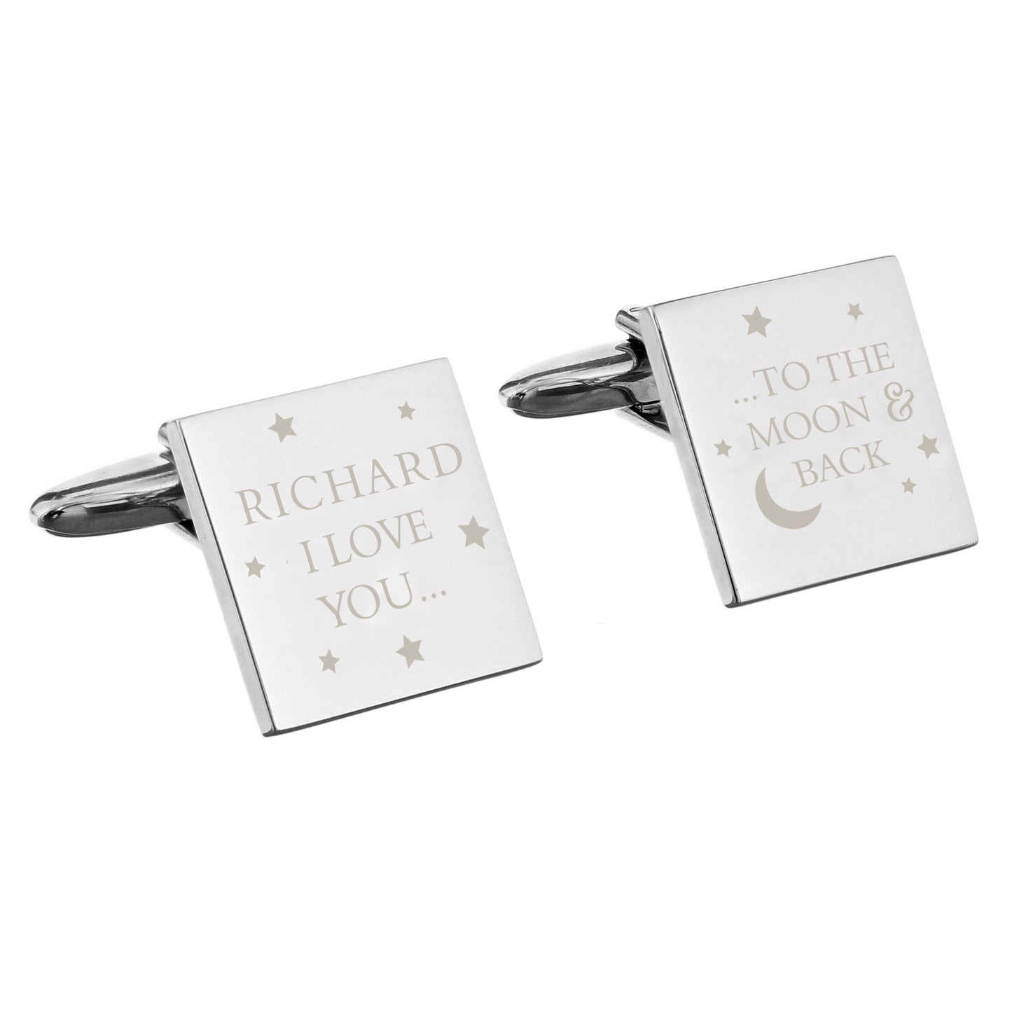 Personalised To the Moon and Back Square Cufflinks