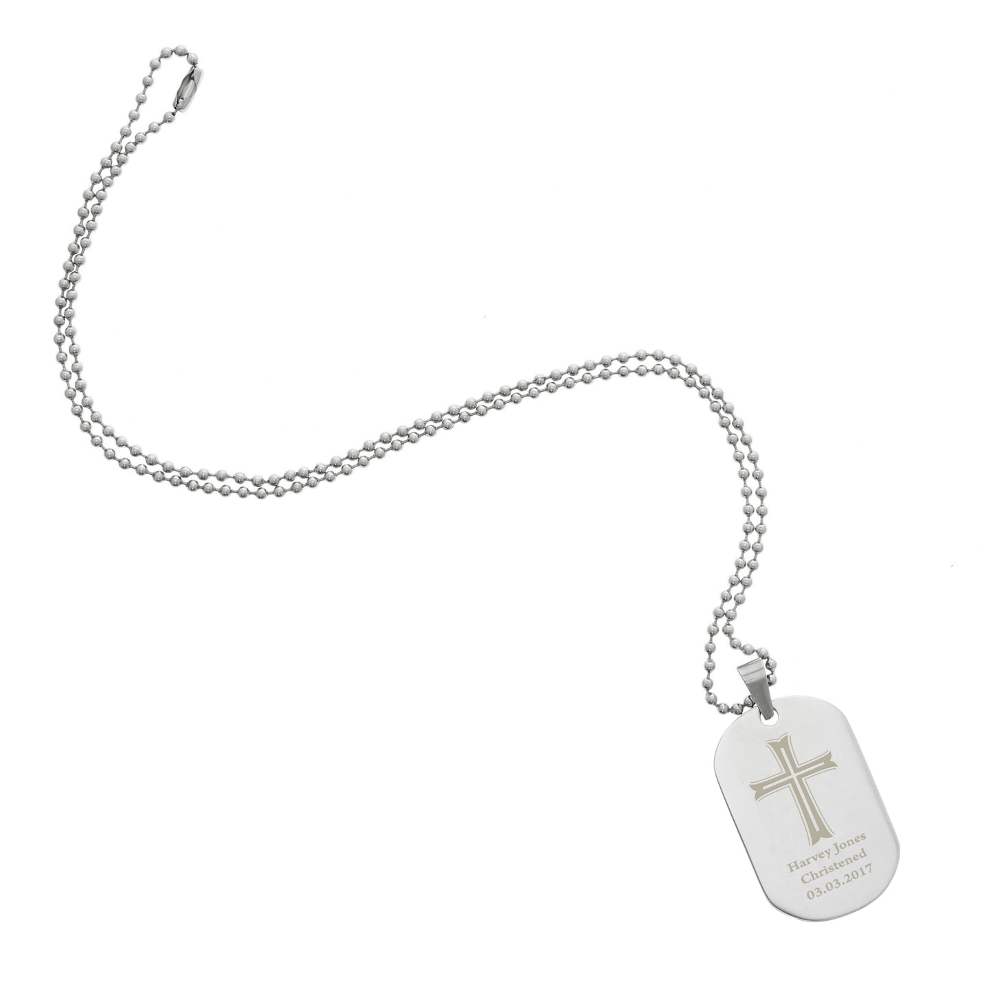 Personalised Cross Stainless Steel Dog Tag Necklace