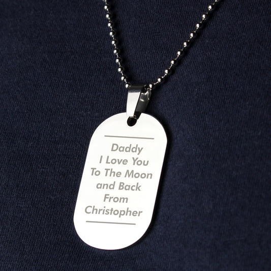 Personalised Classic Stainless Steel Dog Tag Necklace