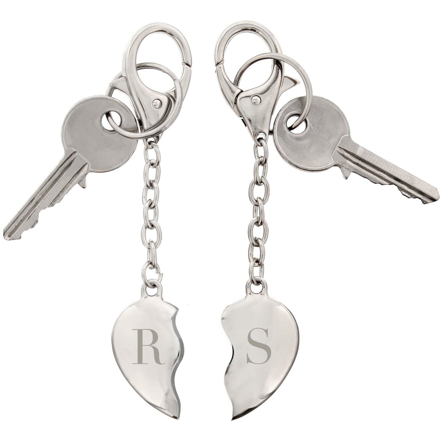 Personalised Initials Two Hearts Keyring