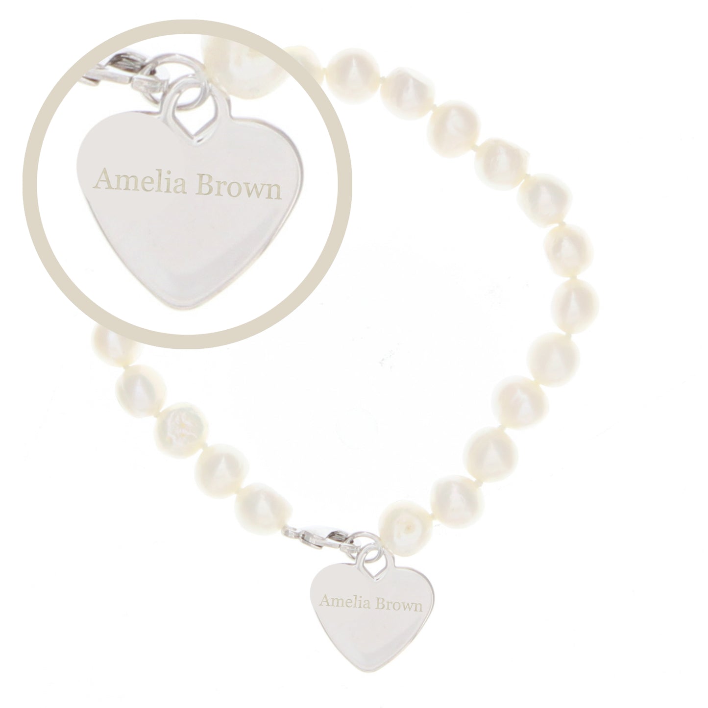 Personalised White Freshwater Pearl Name Bracelet