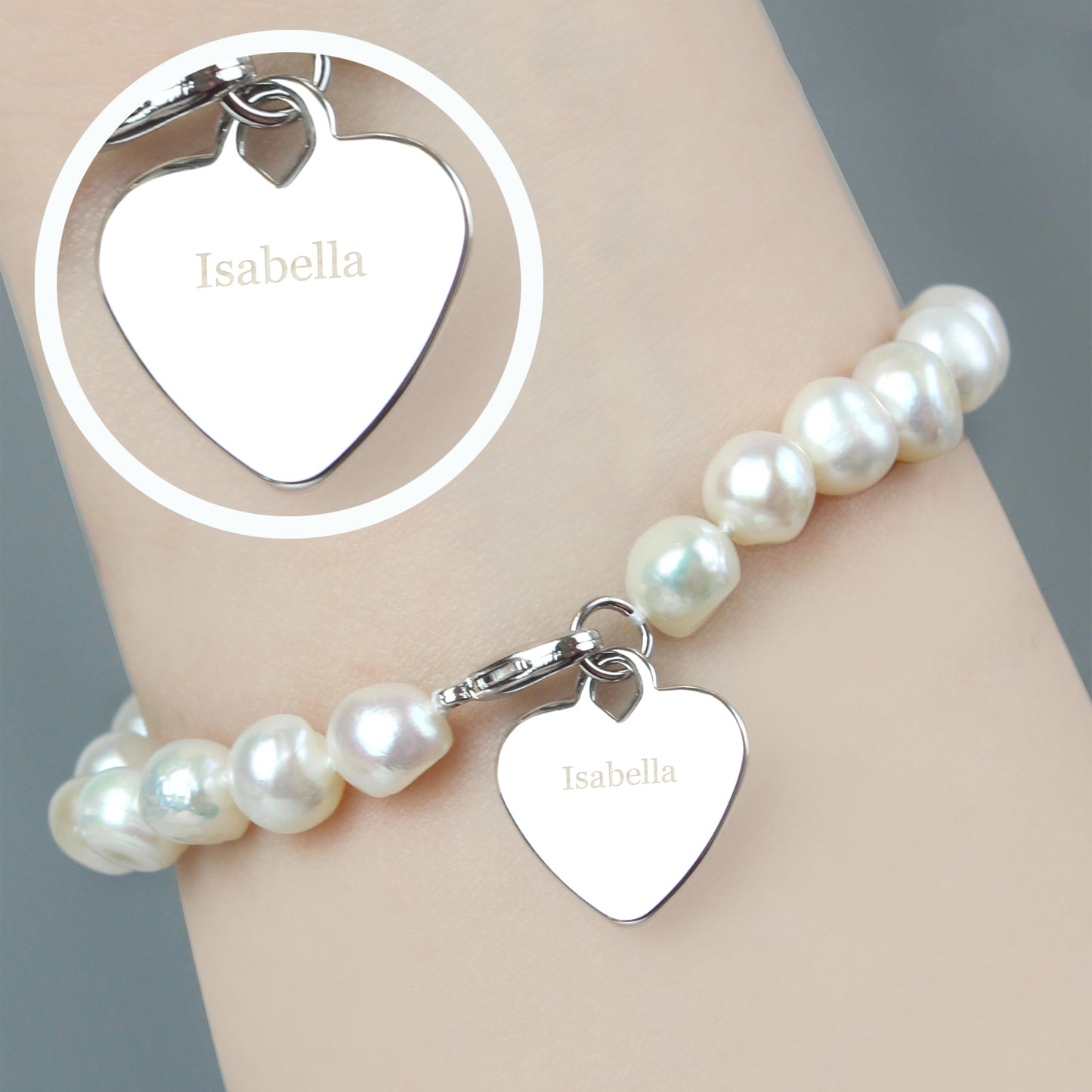 Personalised White Freshwater Pearl Name Bracelet