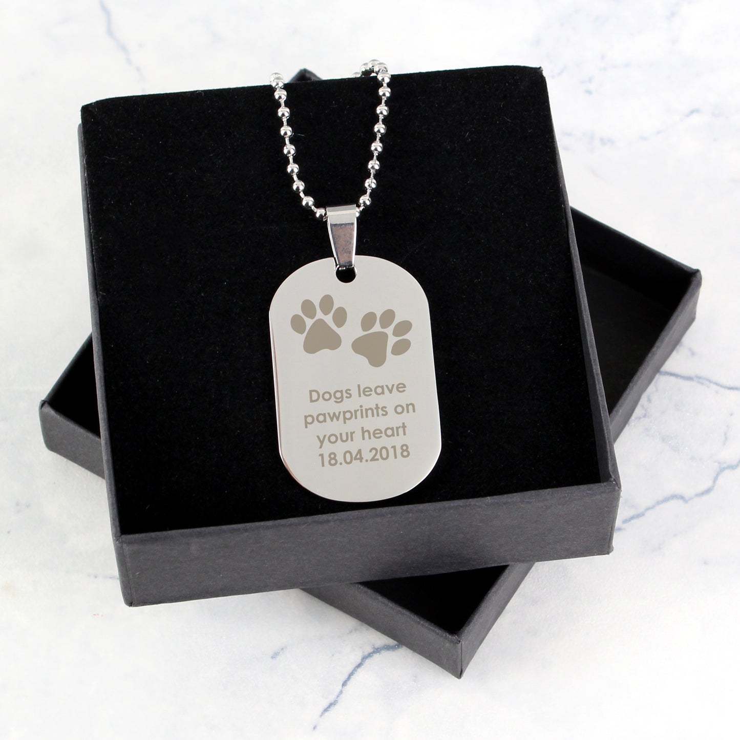 Personalised Paw Prints Stainless Steel Dog Tag Necklace