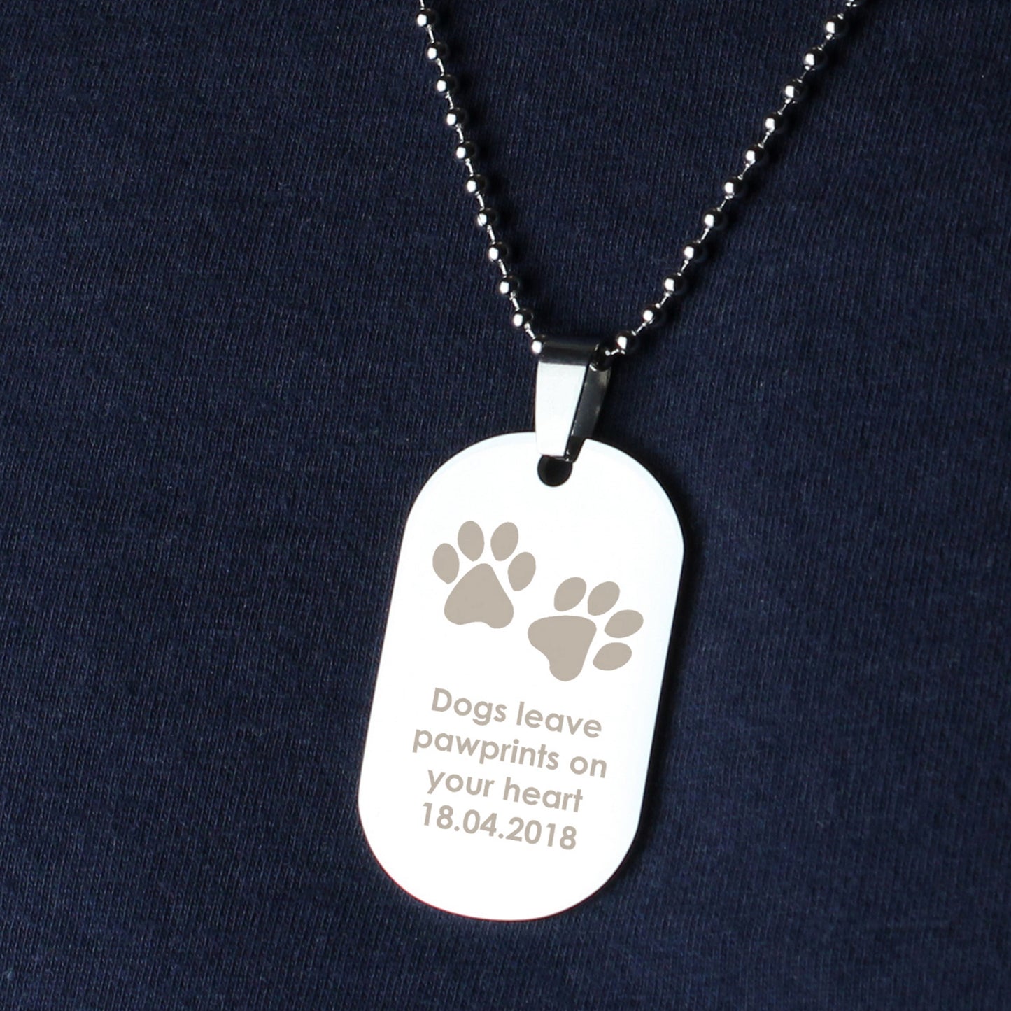 Personalised Paw Prints Stainless Steel Dog Tag Necklace