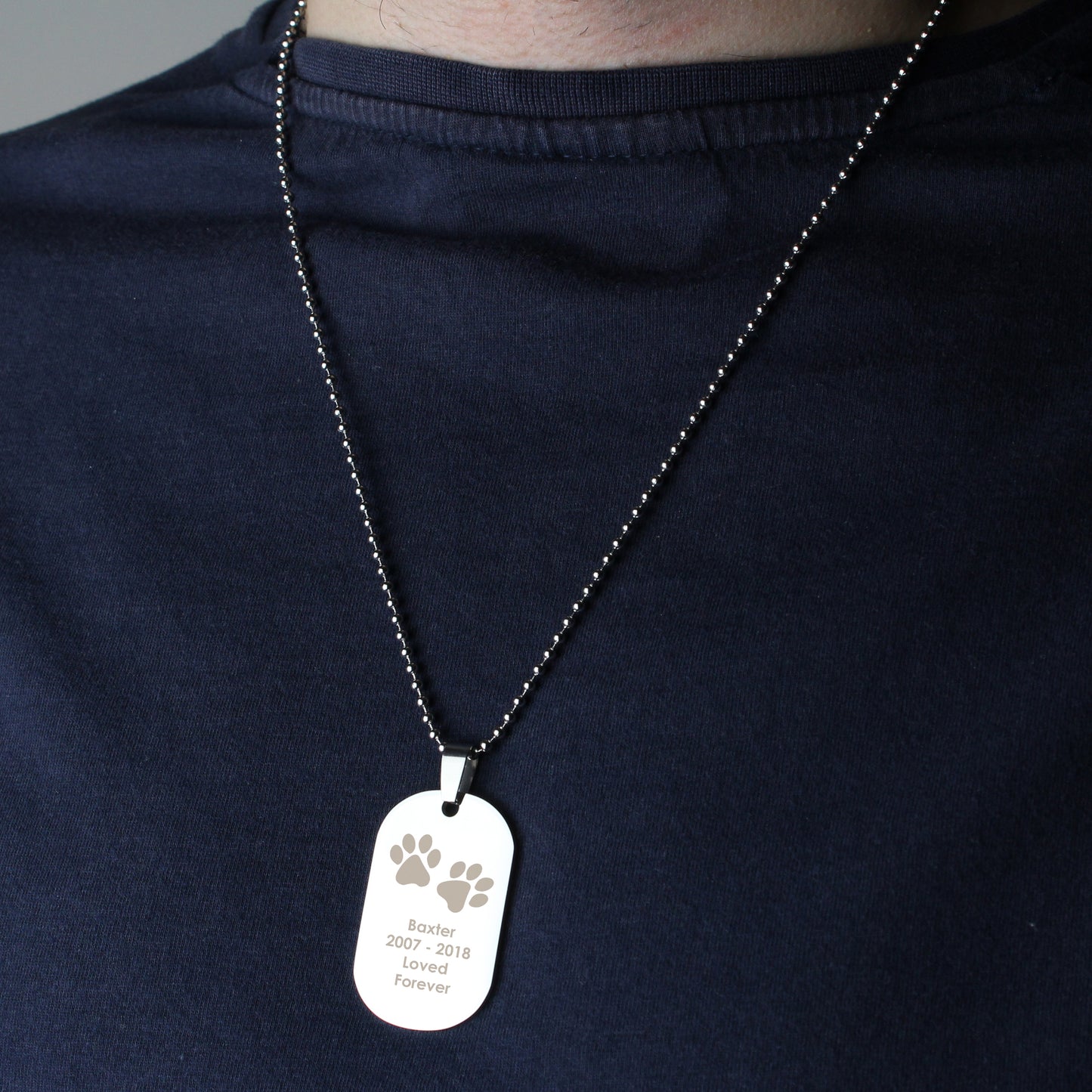 Personalised Paw Prints Stainless Steel Dog Tag Necklace