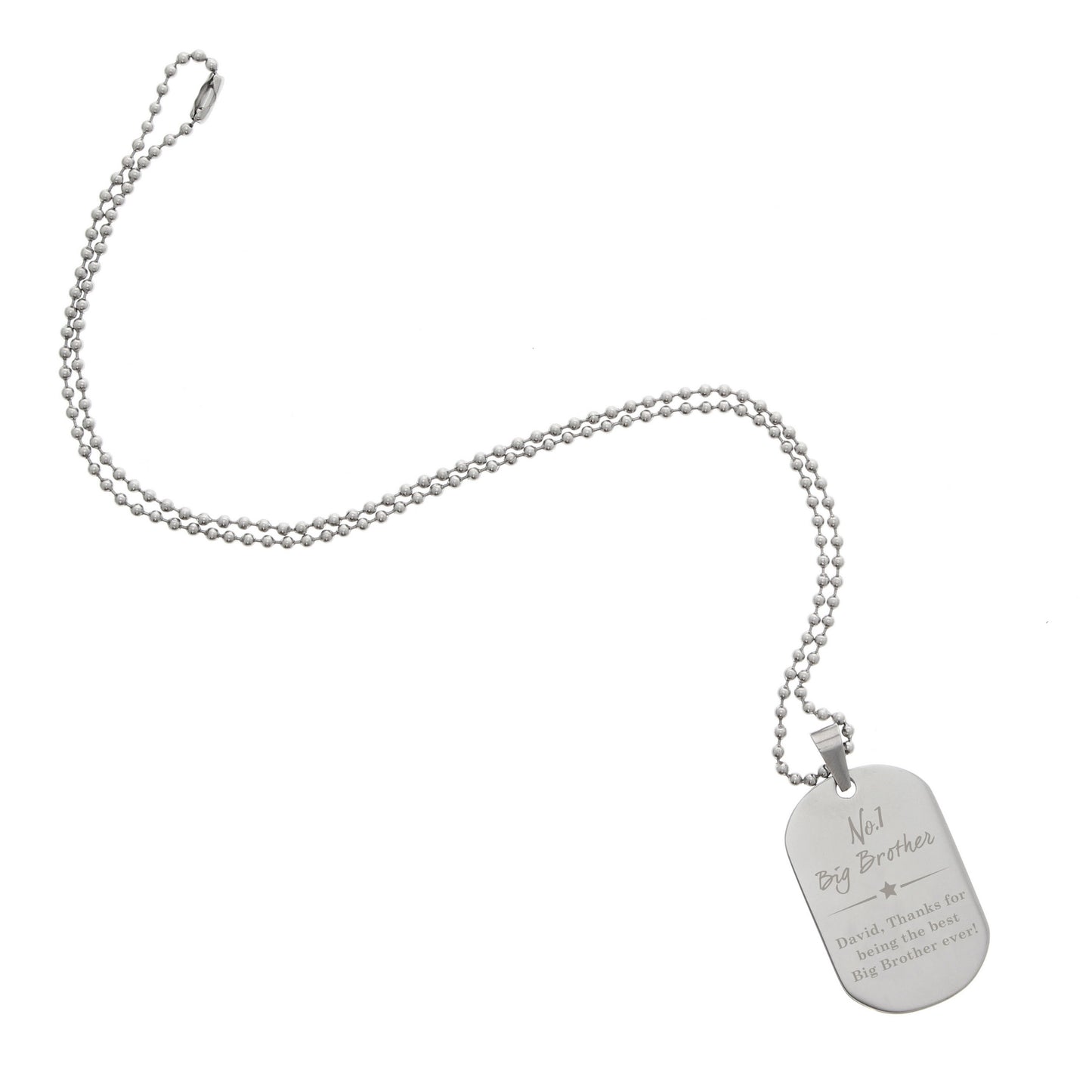 Personalised No.1 Stainless Steel Dog Tag Necklace