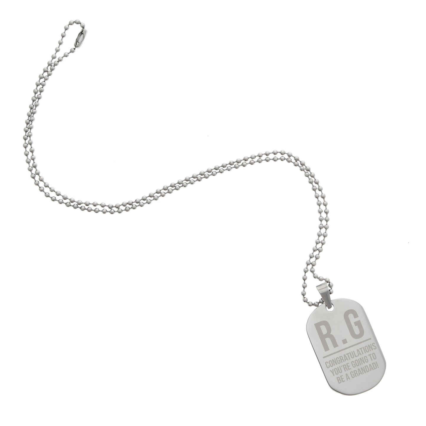 Personalised Initials Stainless Steel Dog Tag Necklace