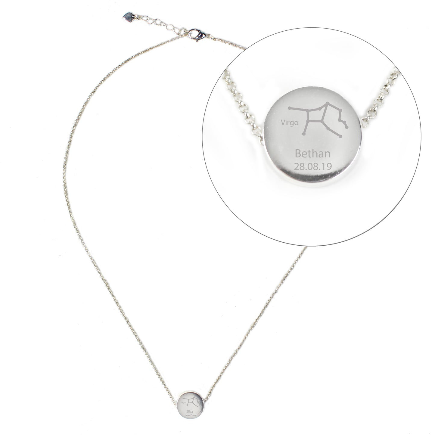 Personalised Virgo Zodiac Star Sign Silver Tone Necklace (August 23rd - September 22nd)