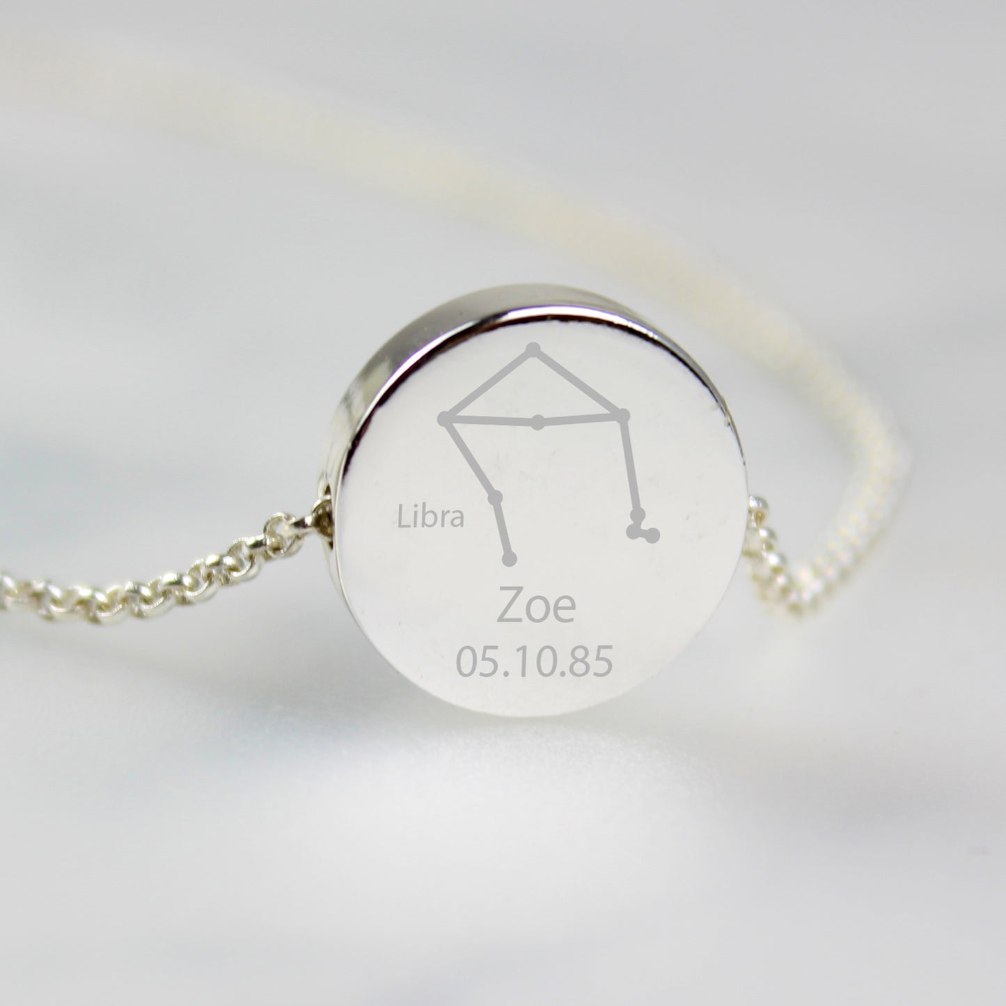 Personalised Libra Zodiac Star Sign Silver Tone Necklace (September 23rd - October 22nd)