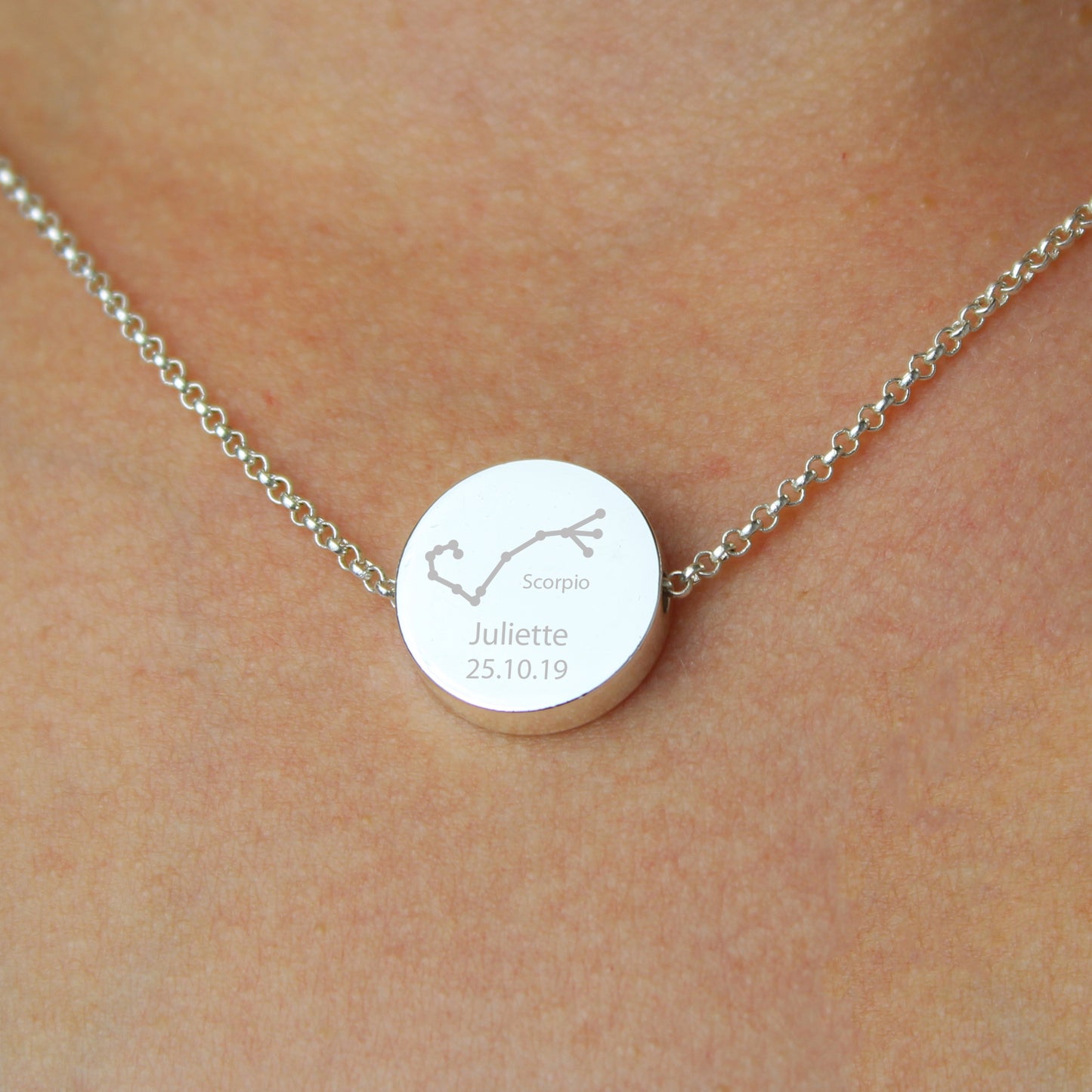 Personalised Scorpio Zodiac Star Sign Silver Tone Necklace (October 23rd - November 21st)