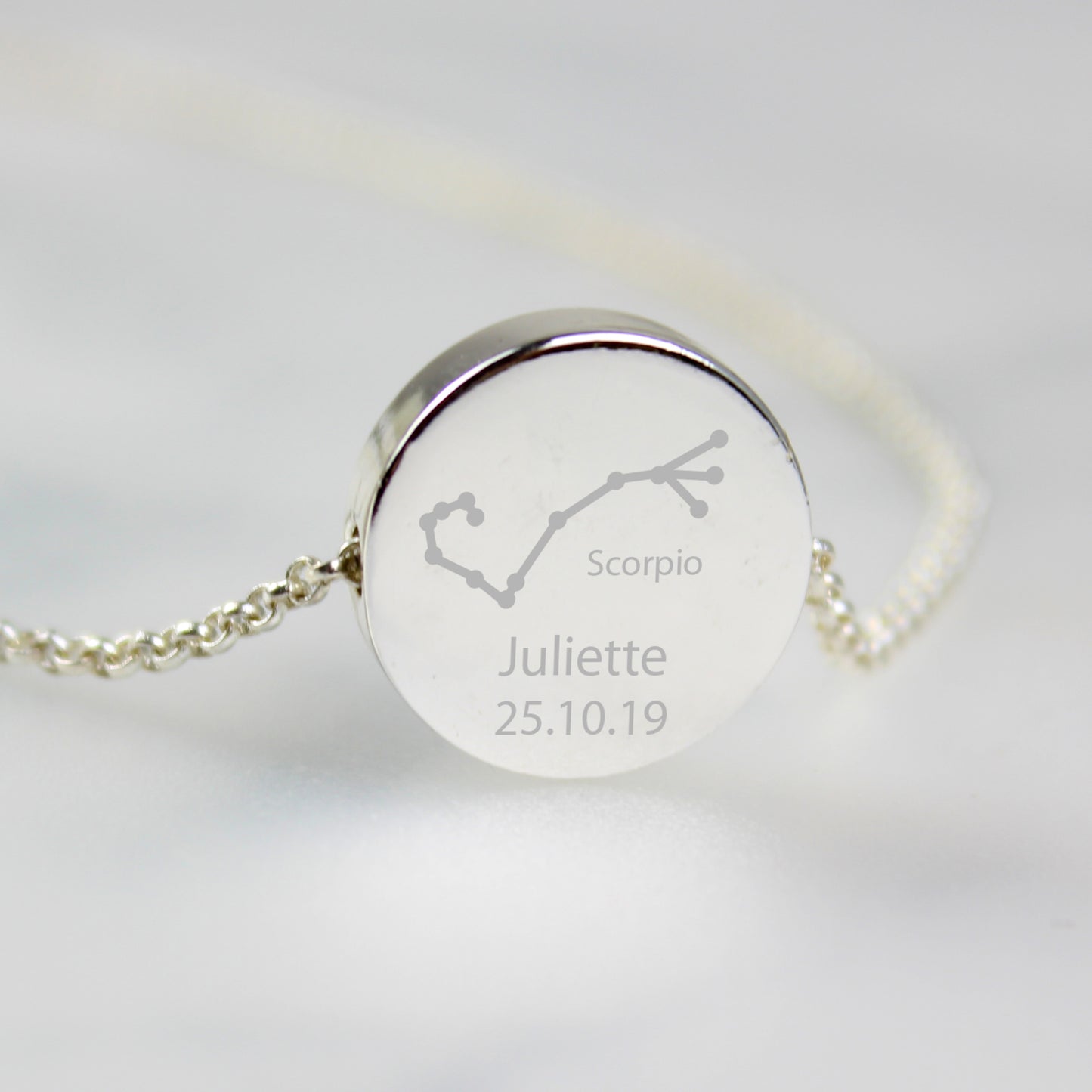 Personalised Scorpio Zodiac Star Sign Silver Tone Necklace (October 23rd - November 21st)