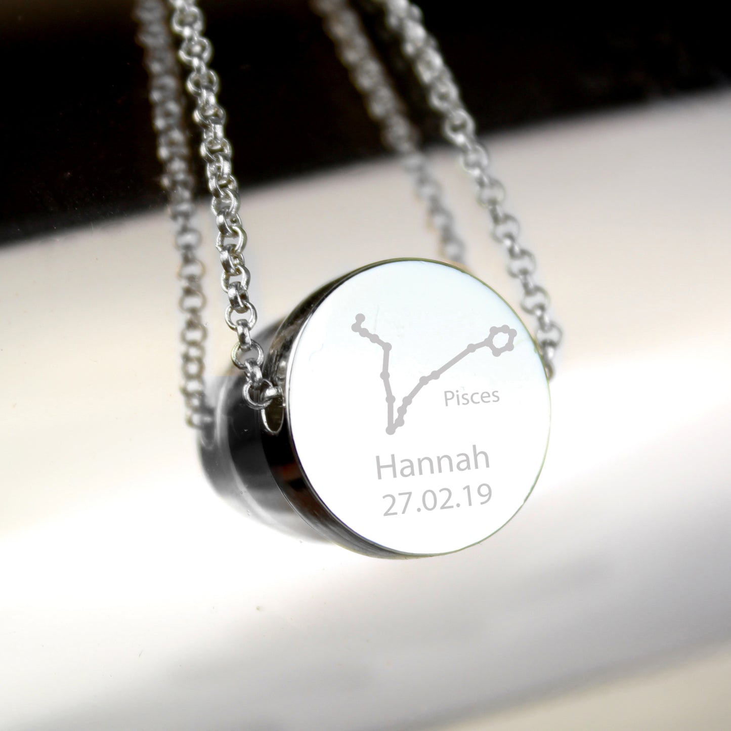 Personalised Pisces Zodiac Star Sign Silver Tone Necklace (February 19th - March 20th)