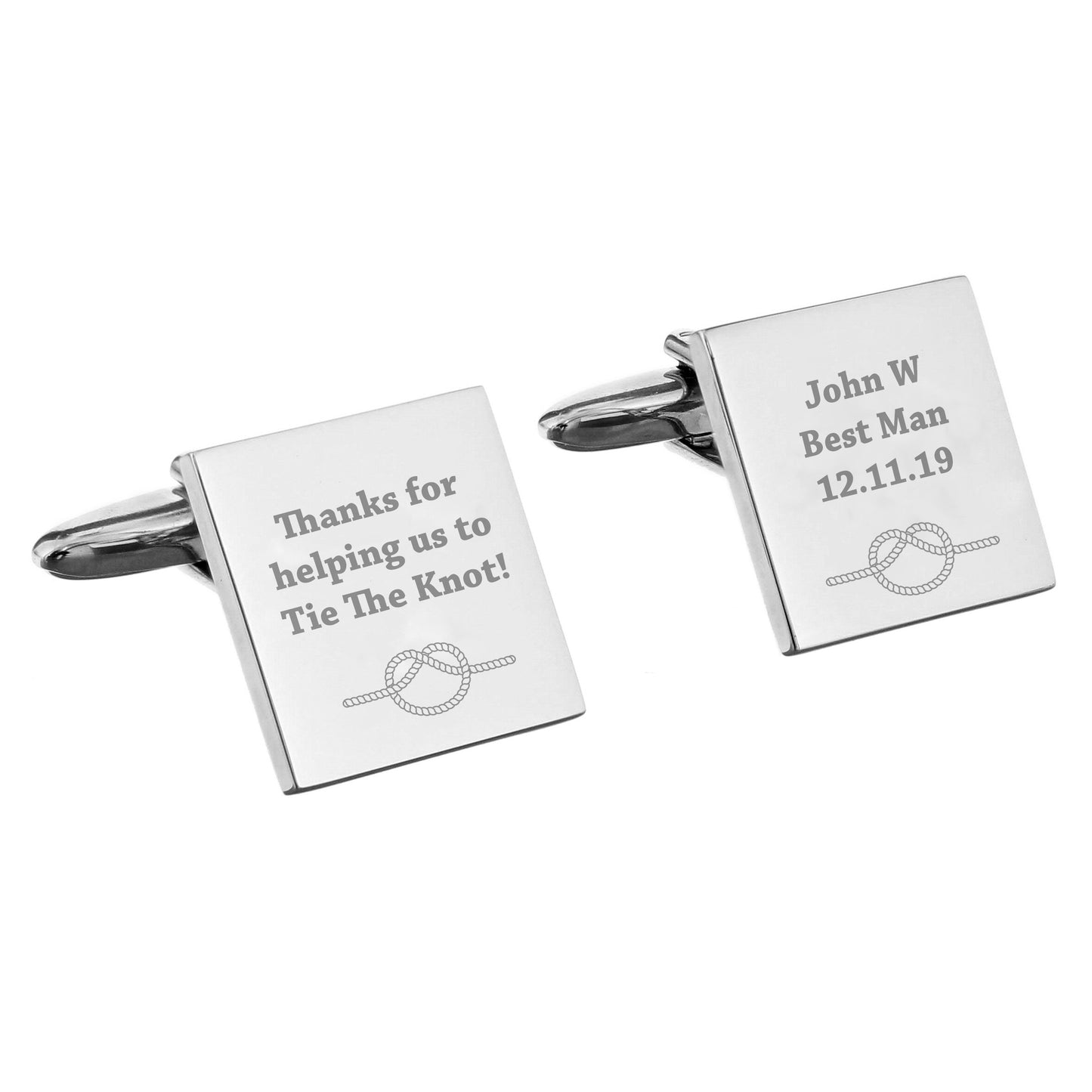 Personalised Tie the Knot Square Cufflinks