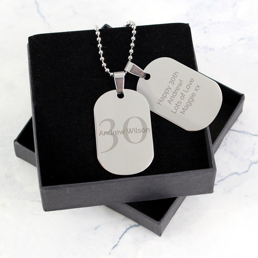 Personalised Big Age Stainless Steel Double Dog Tag Necklace