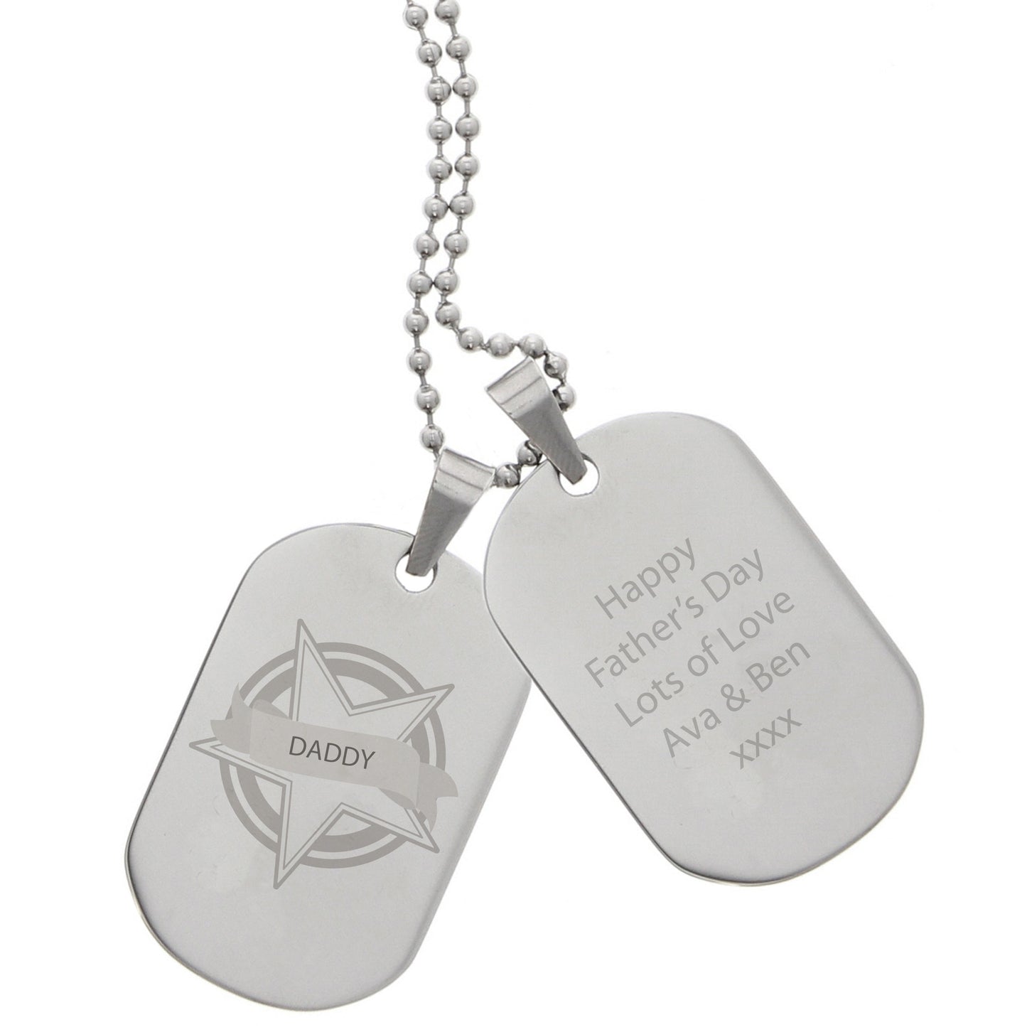 Personalised Star Stainless Steel Double Dog Tag Necklace