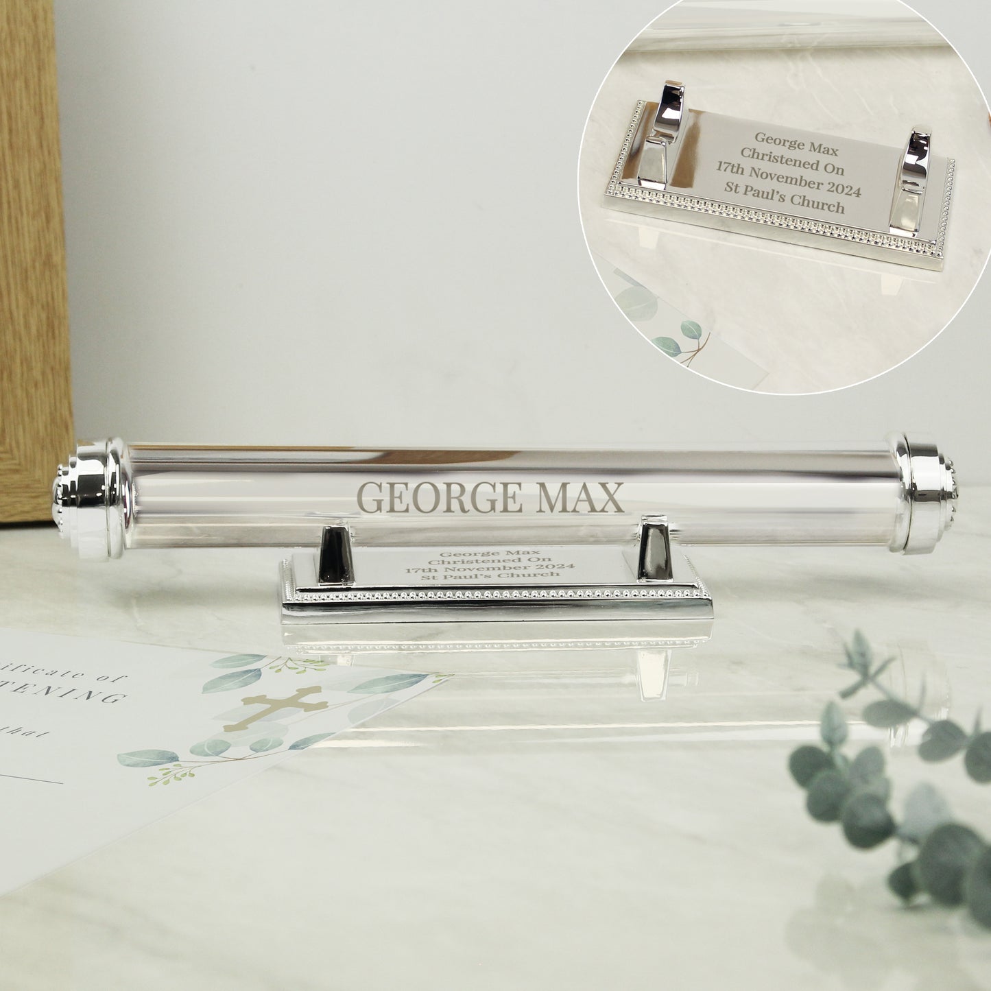 Personalised Free Text Silver Plated Certificate Holder