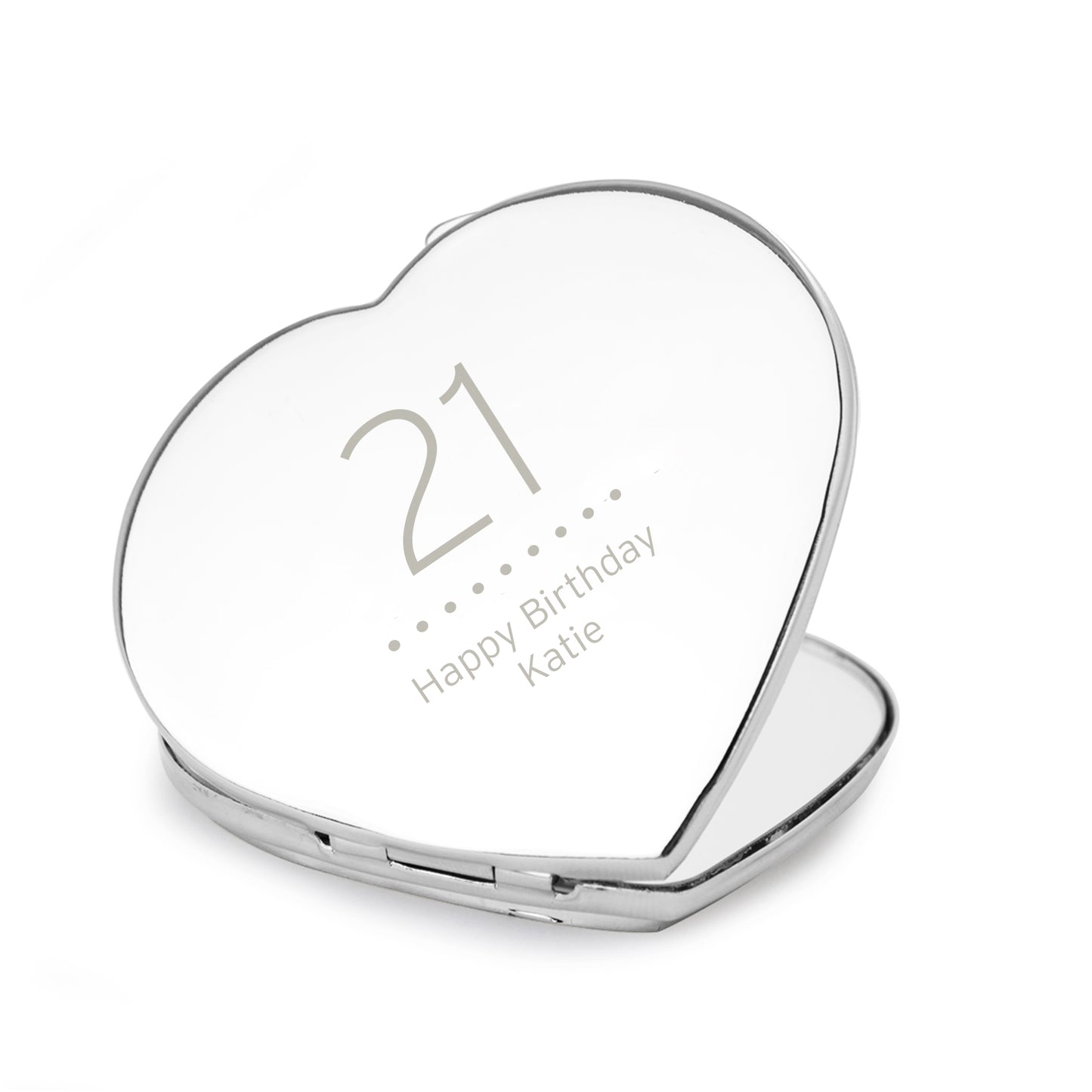 Personalised Birthday Big Age Diamante Heart Compact Mirror