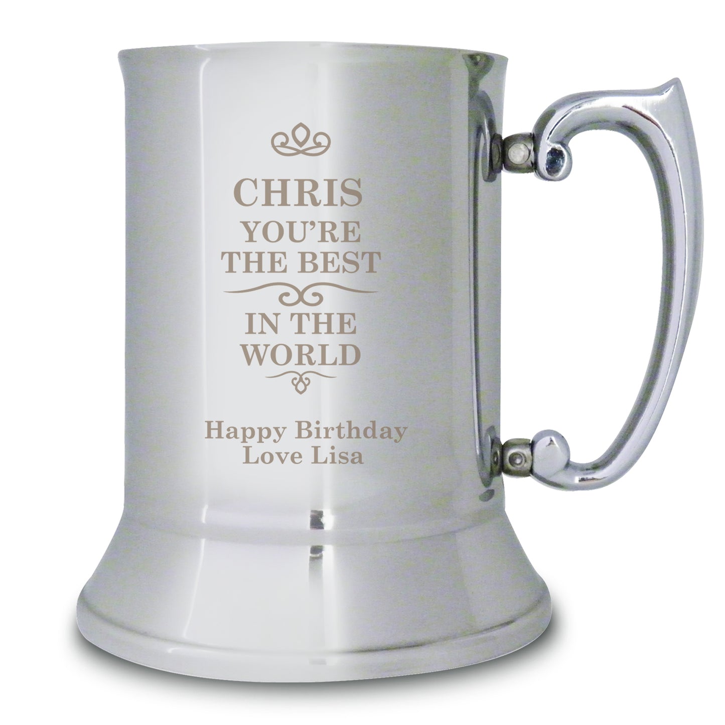 Personalised Best in the World Stainless Steel Tankard