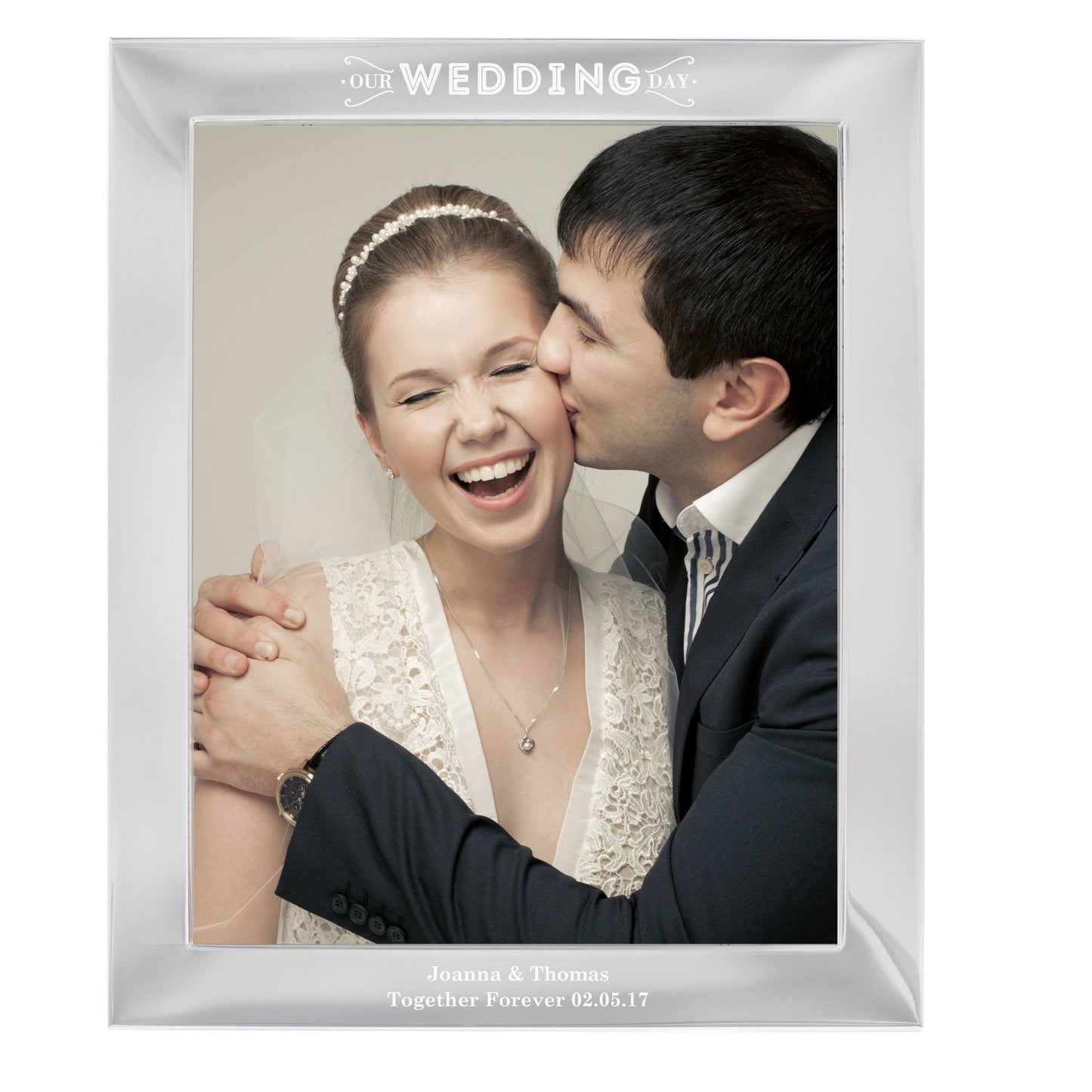 Personalised Our Wedding Day 10x8 Silver Photo Frame