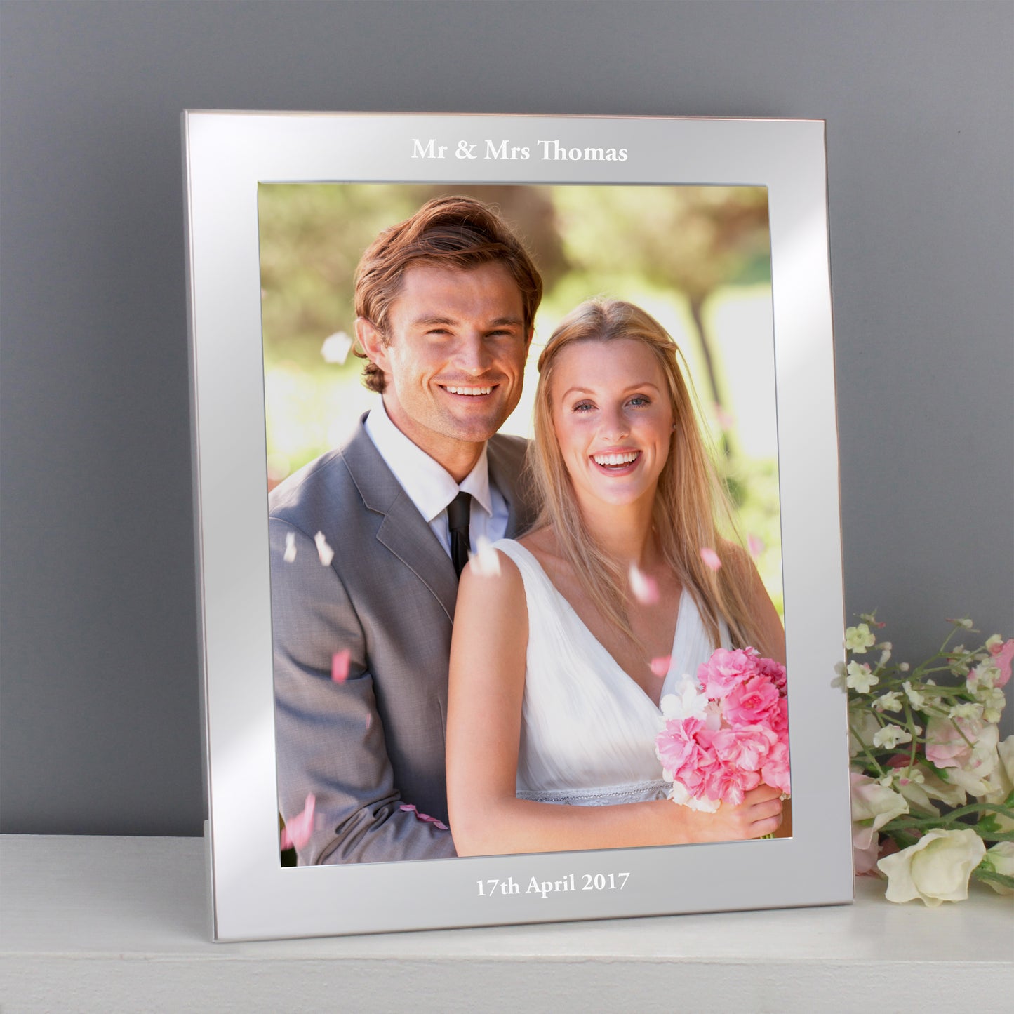 Personalised Any Message 10x8 Silver Photo Frame