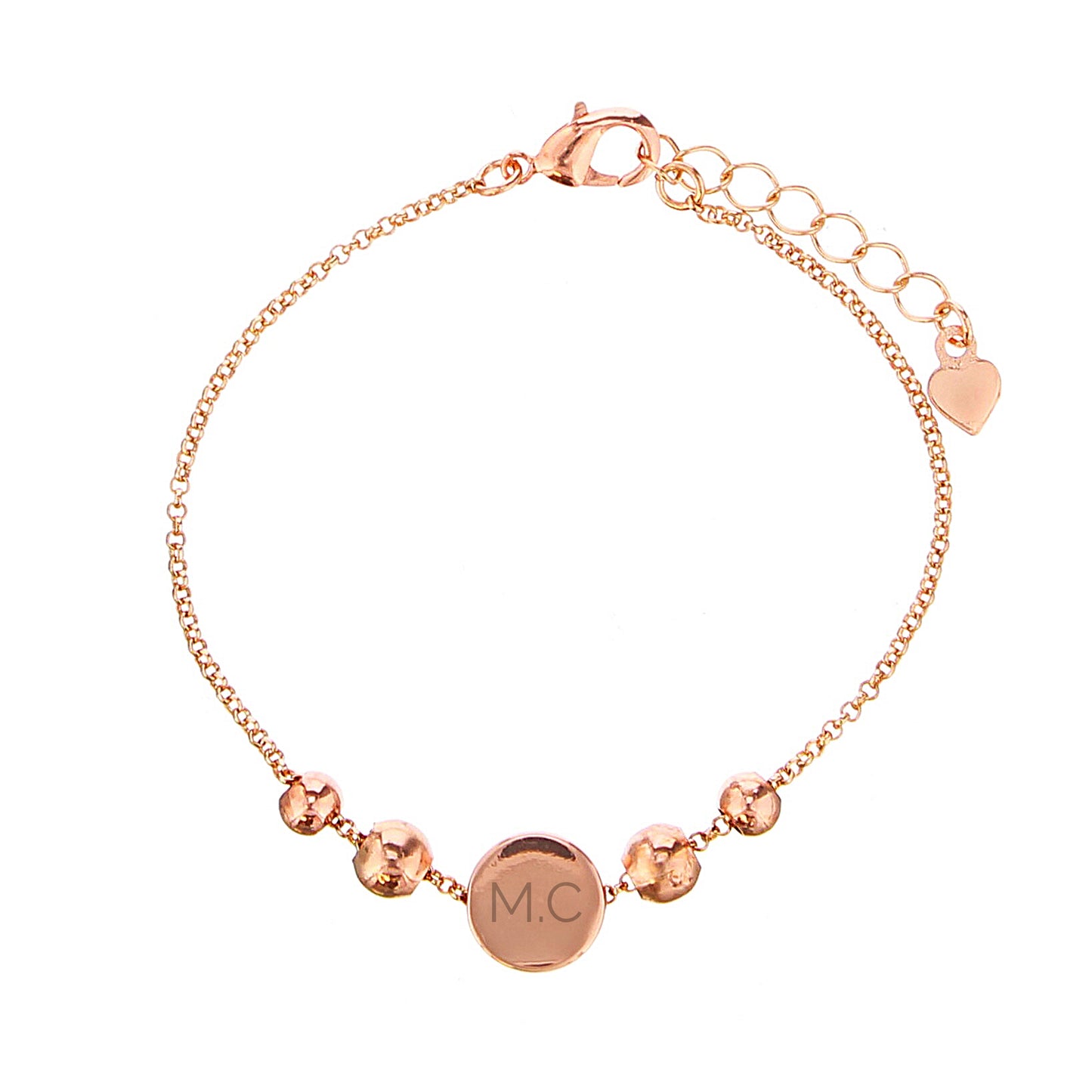 Personalised Rose Gold Tone Initials Disc Bracelet