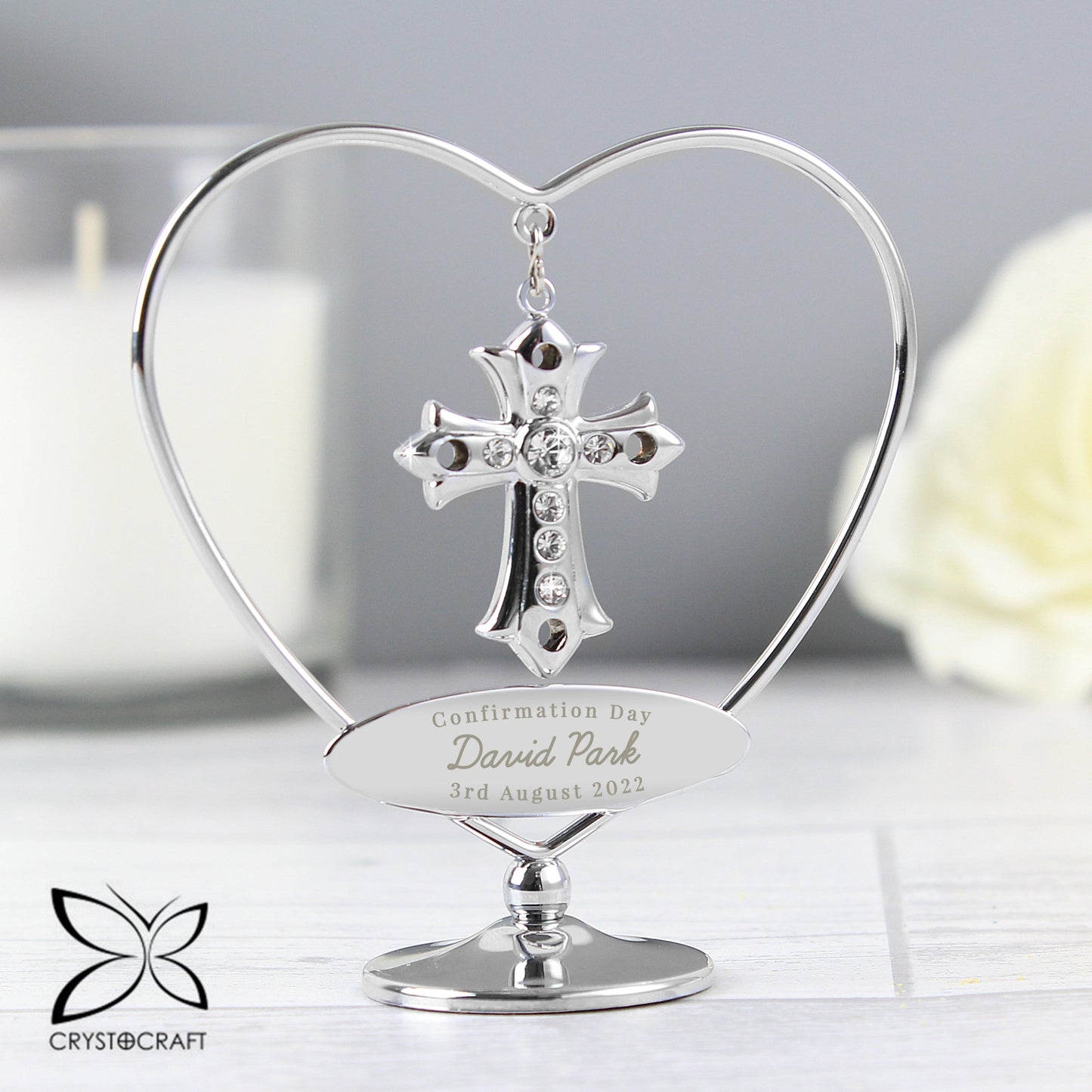 Personalised Crystocraft Cross Ornament