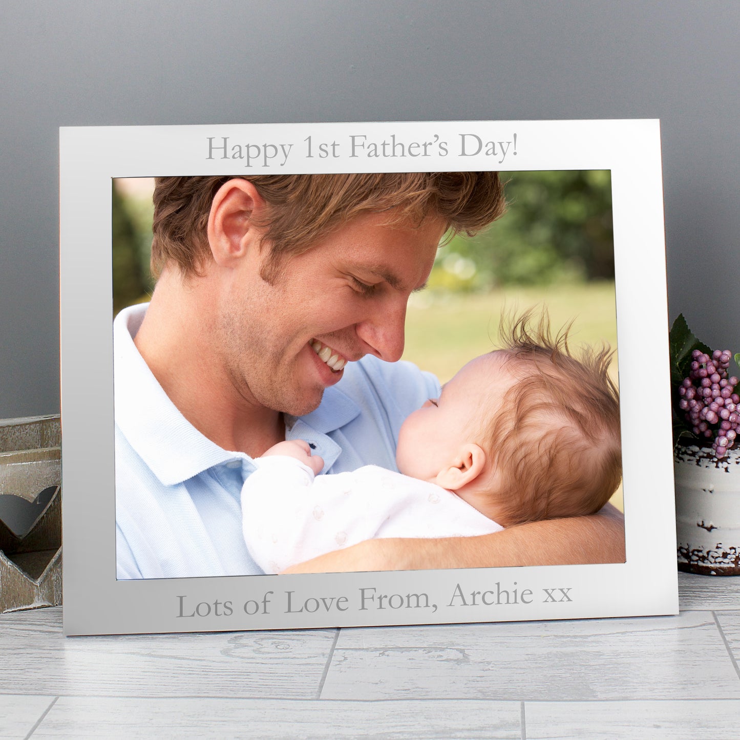 Personalised 10x8 Landscape Silver Photo Frame