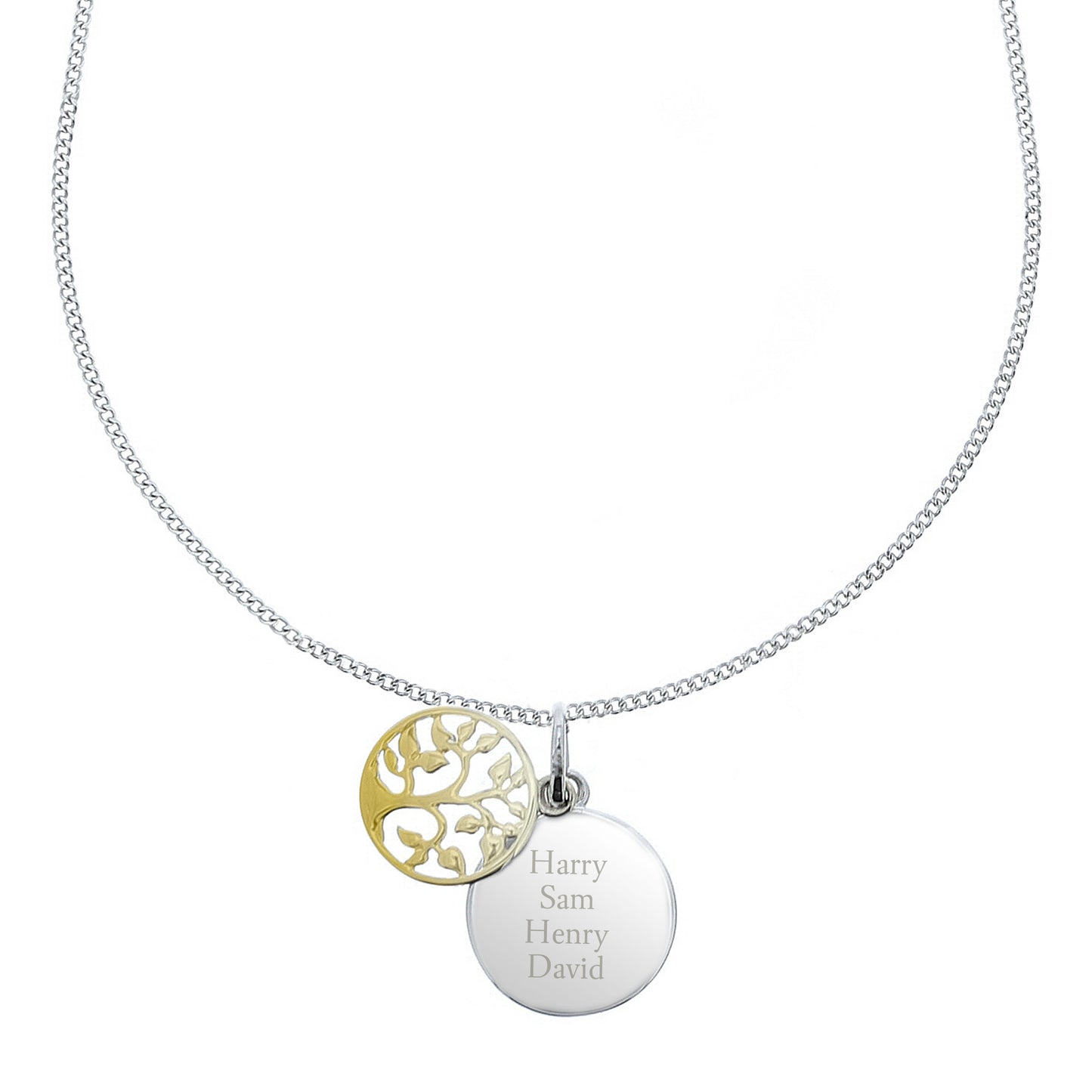 Personalised Sterling Silver & 9ct Gold Family Tree Of Life Necklace