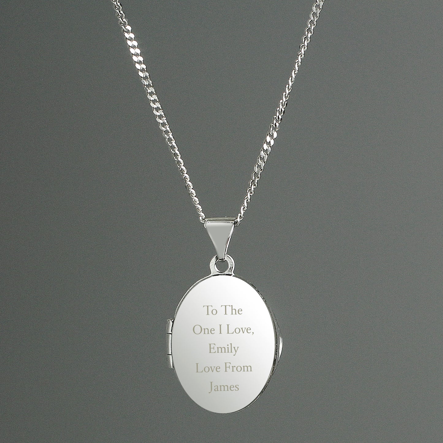 Personalised Sterling Silver Oval Locket Necklace