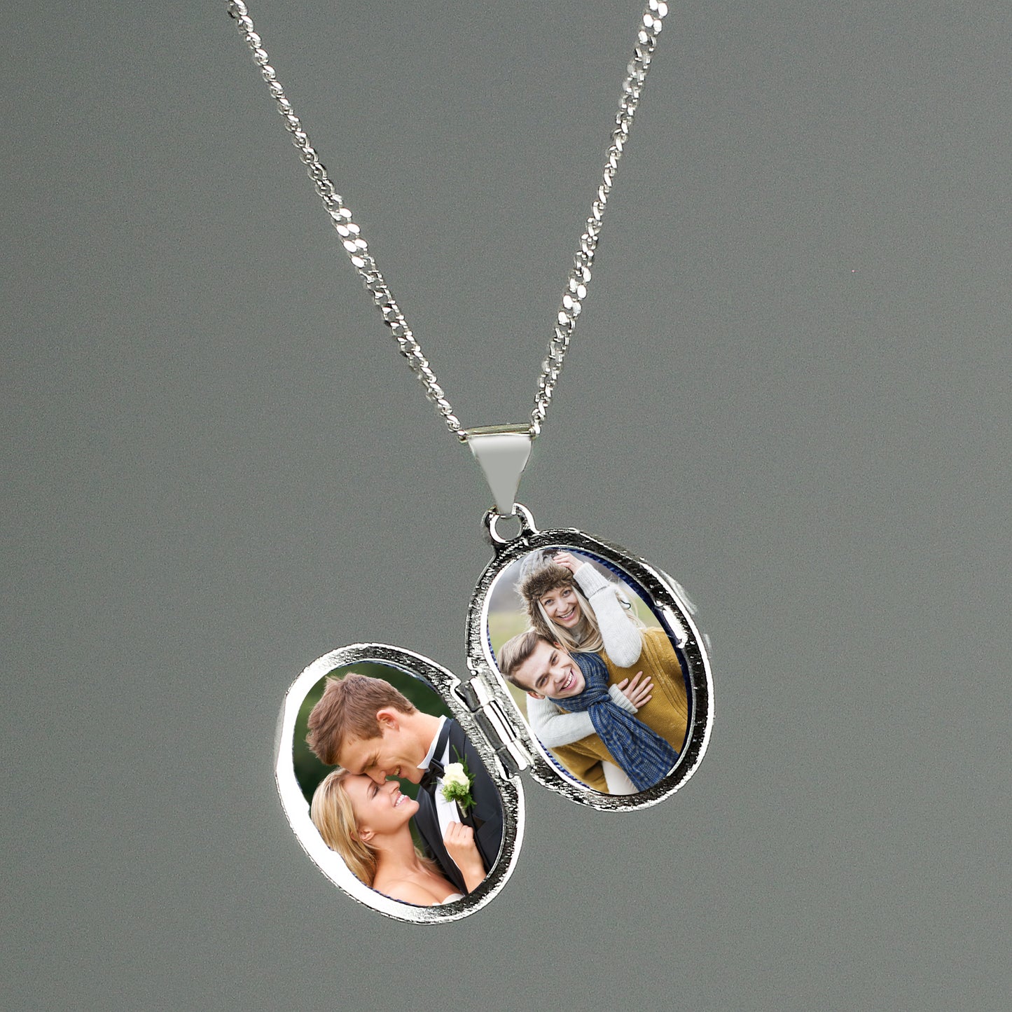 Personalised Sterling Silver Oval Locket Necklace