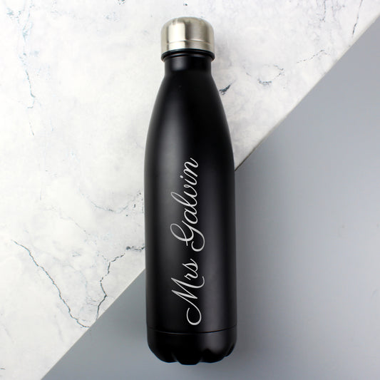 Personalised Black Metal Insulated Drinks Bottle