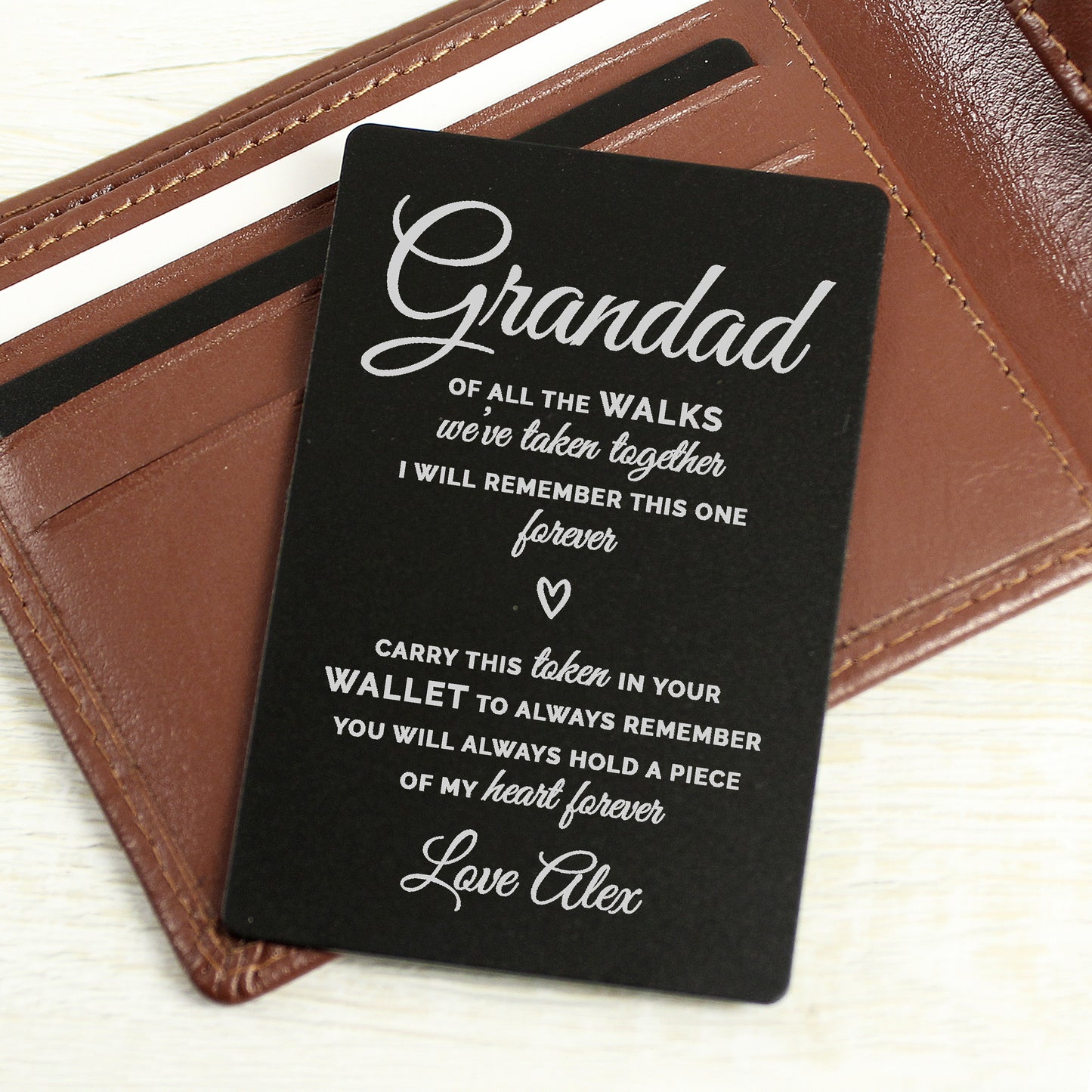 Personalised Of All The Walks Black Wallet Card