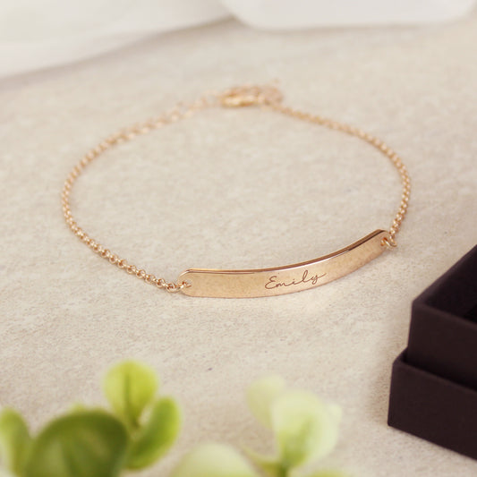 Personalised Name Only Rose Gold Tone Bar Bracelet