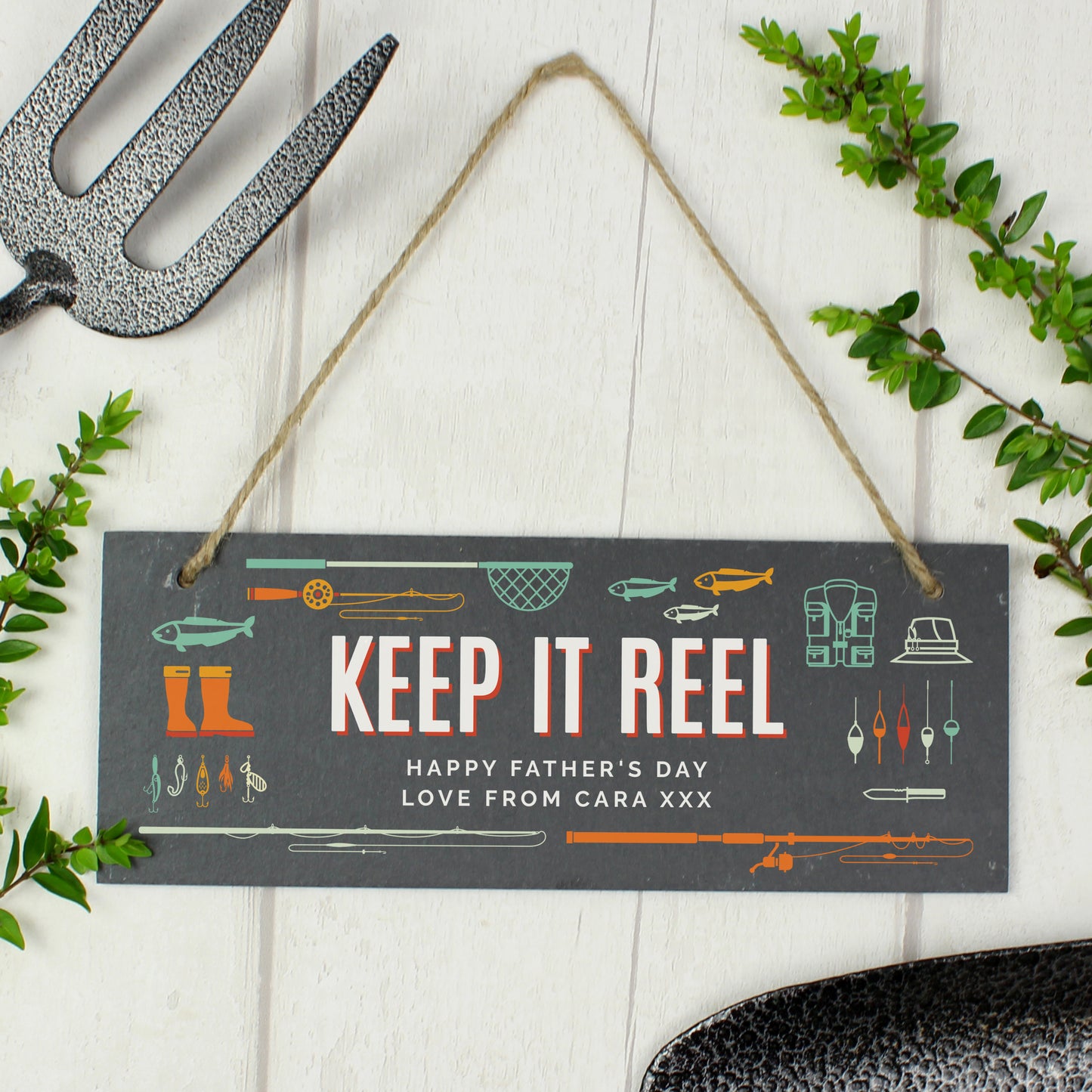 Personalised ""Keep It Reel"" Printed Hanging Slate Plaque