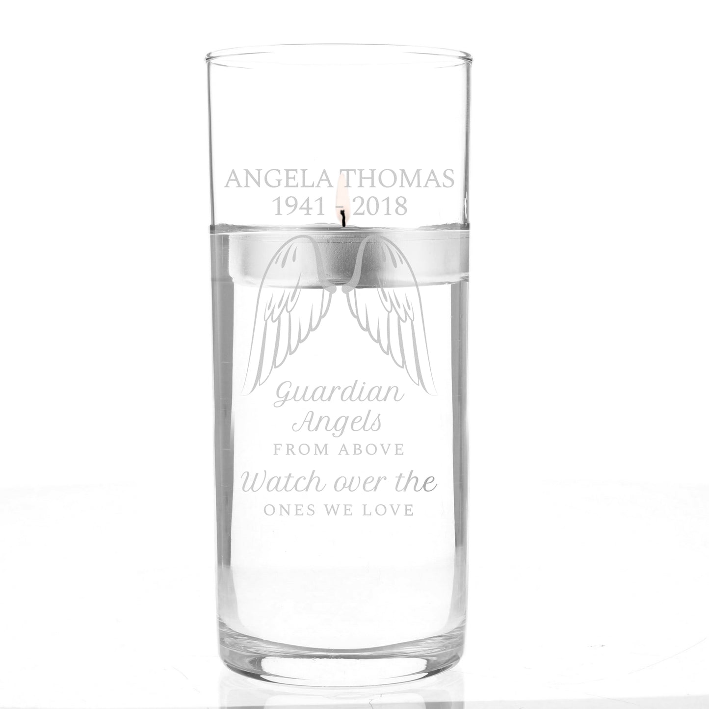 Personalised Guardian Angel Wings Floating Candle Holder