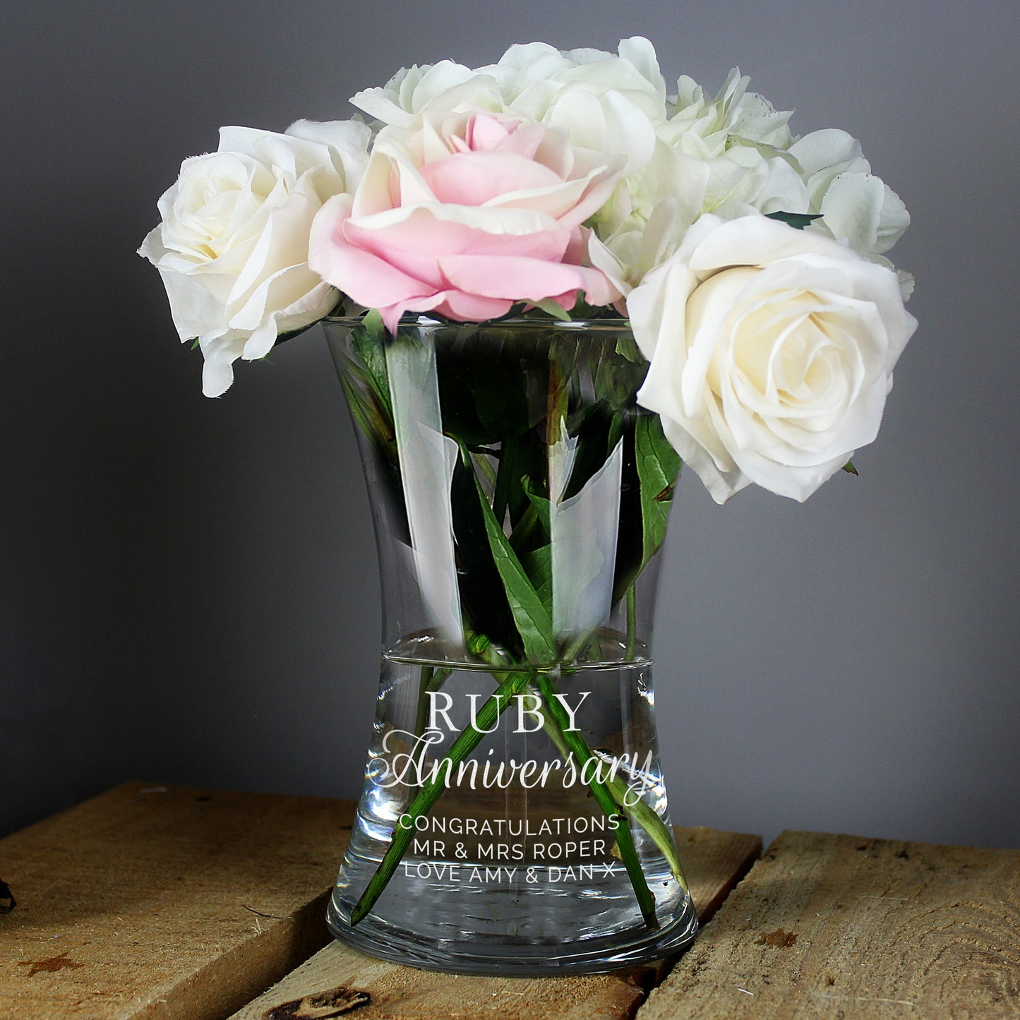 Personalised 'Ruby Anniversary' Glass Vase