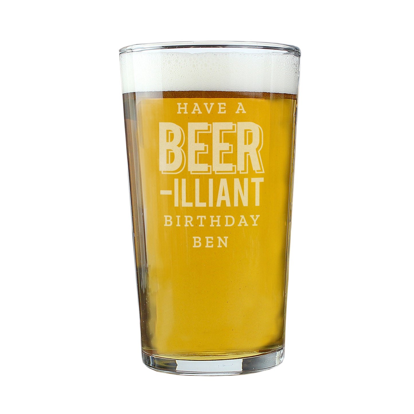 Personalised Beer-Illiant Birthday Pint Glass