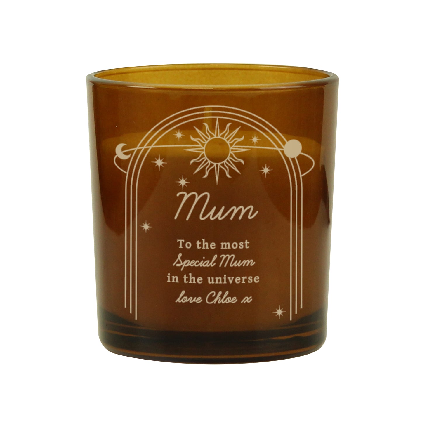 Personalised Celestial Amber Glass Candle