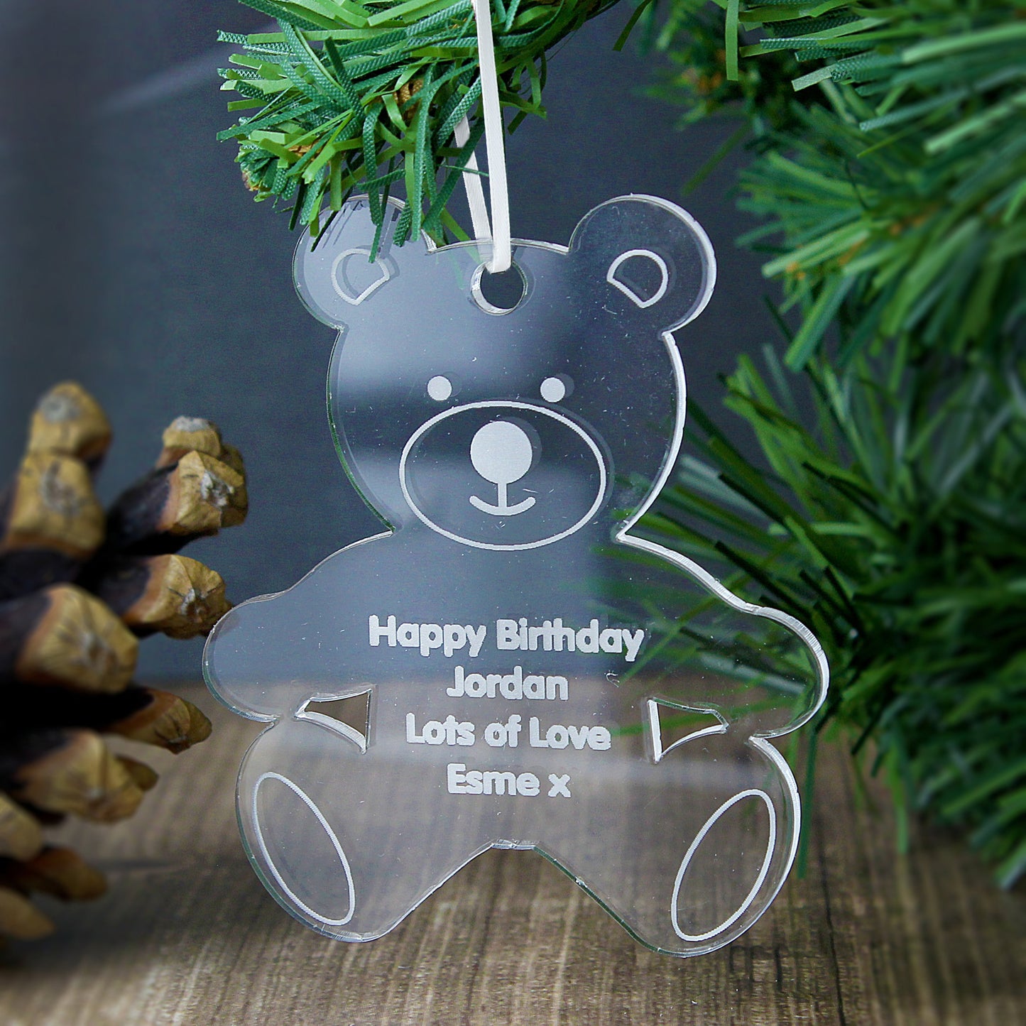 Personalised Acrylic Teddy Bear Decoration