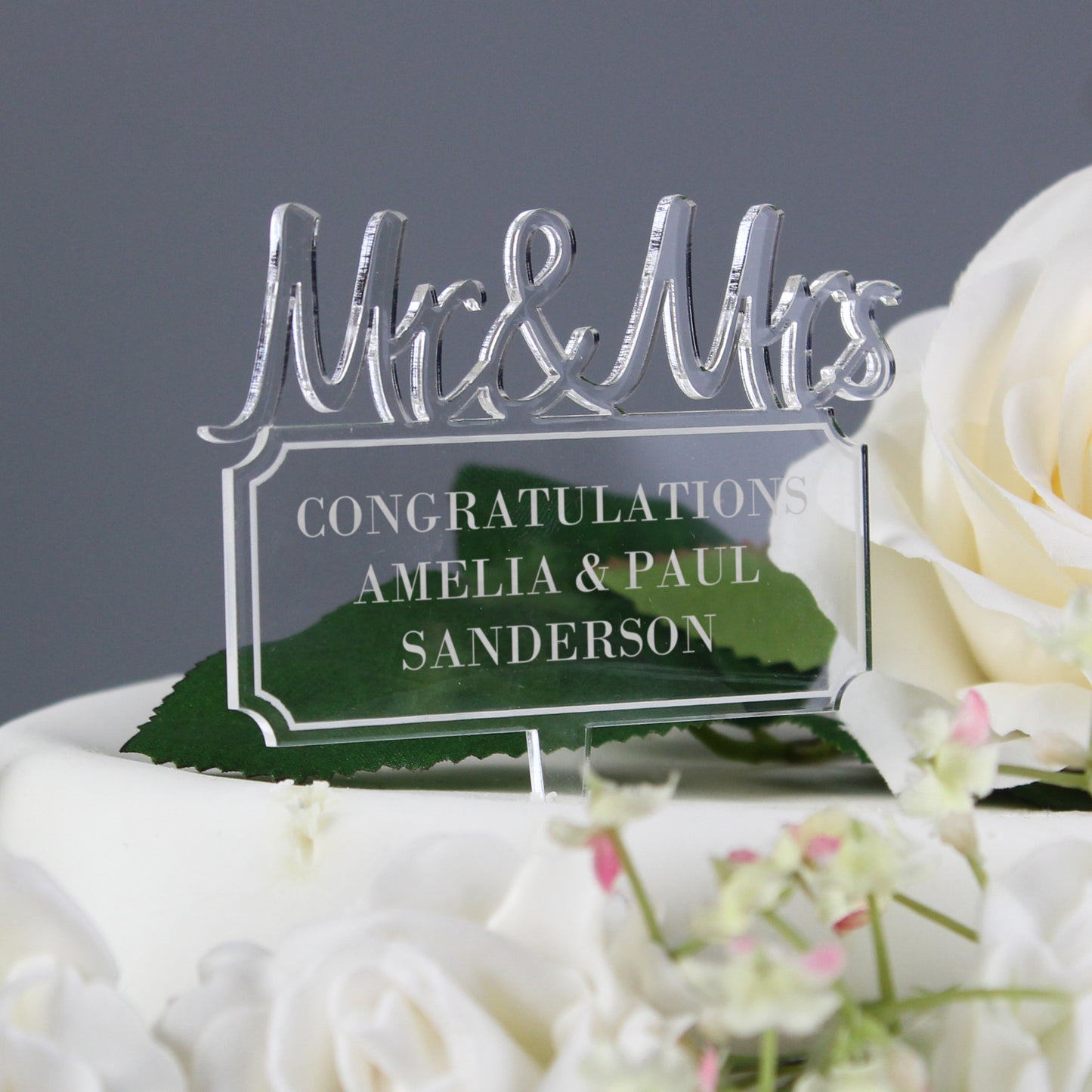 Personalised Mr & Mrs Plaque Acrylic Cake Topper