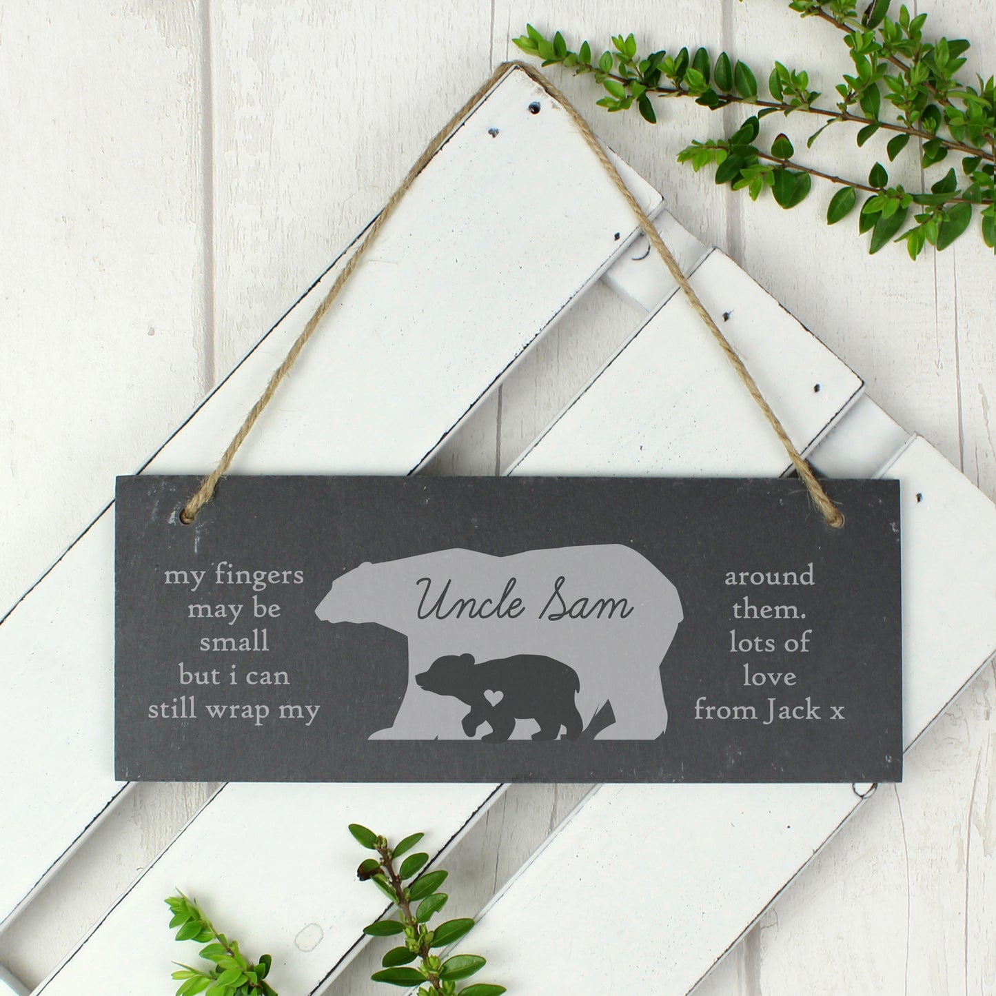 Personalised Bear Slate Door Plaque