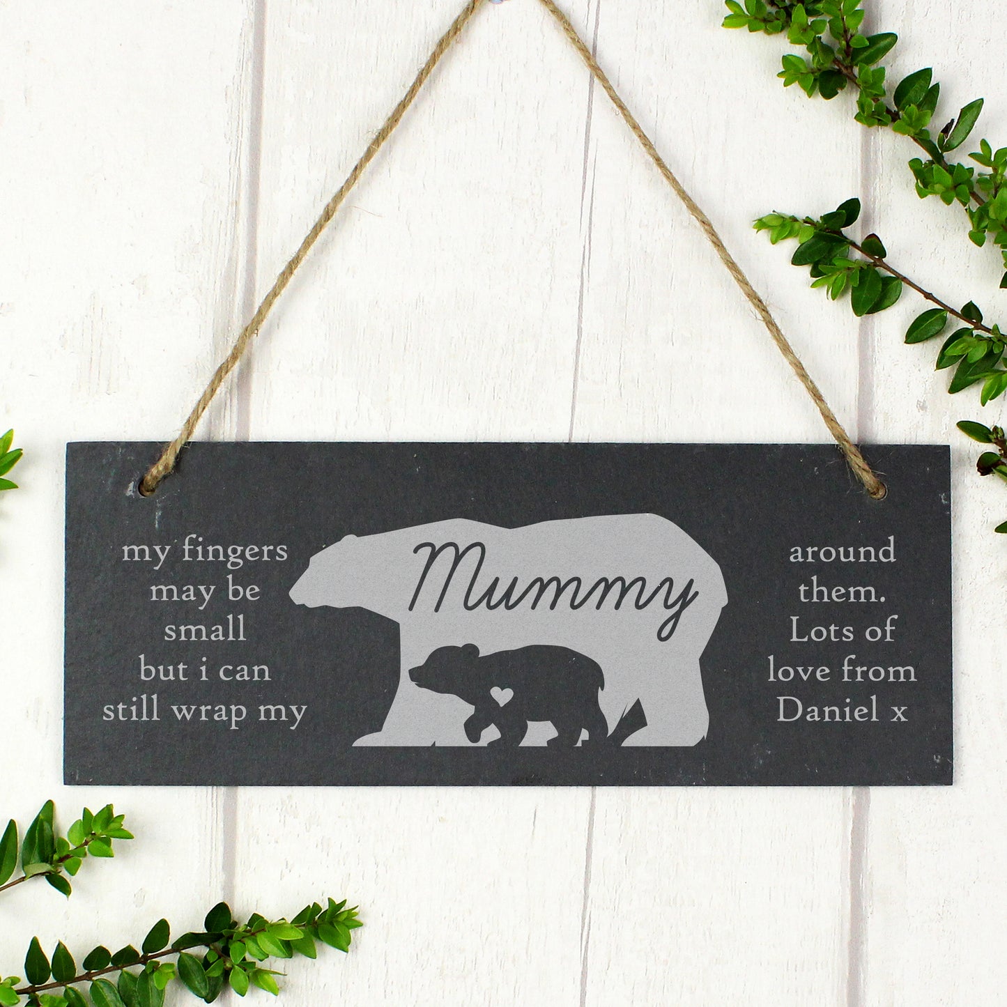 Personalised Bear Slate Door Plaque