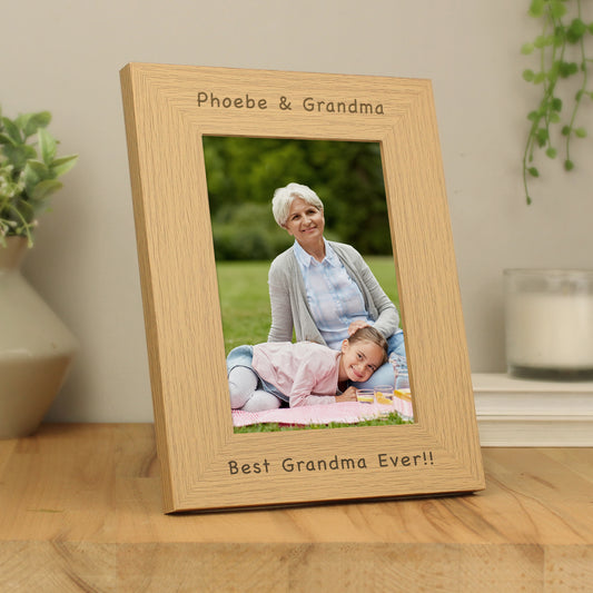 Personalised 5x7 Oak Finish Photo Frame