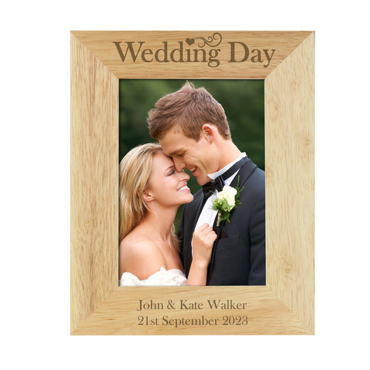 Personalised Wedding Day 5x7 Wooden Photo Frame