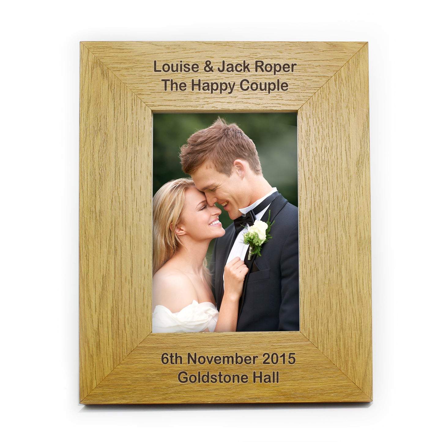 Personalised Long Message 6x4 Oak Finish Photo Frame